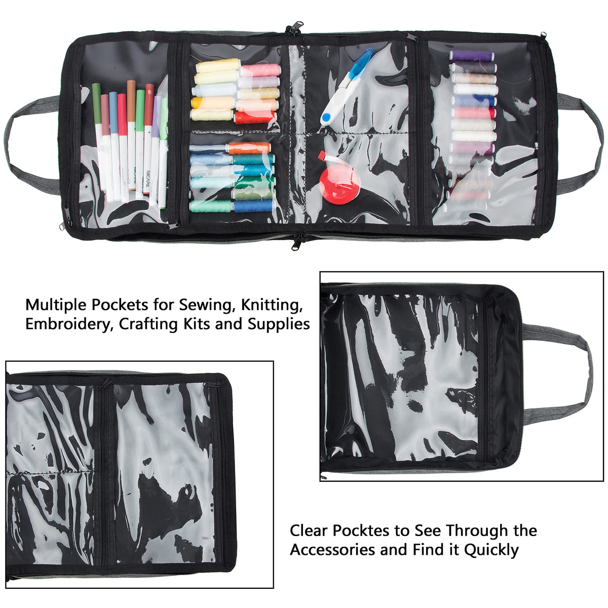 PACMAXI Sewing Accessories Storage Bag, Knitting, Craft Tools