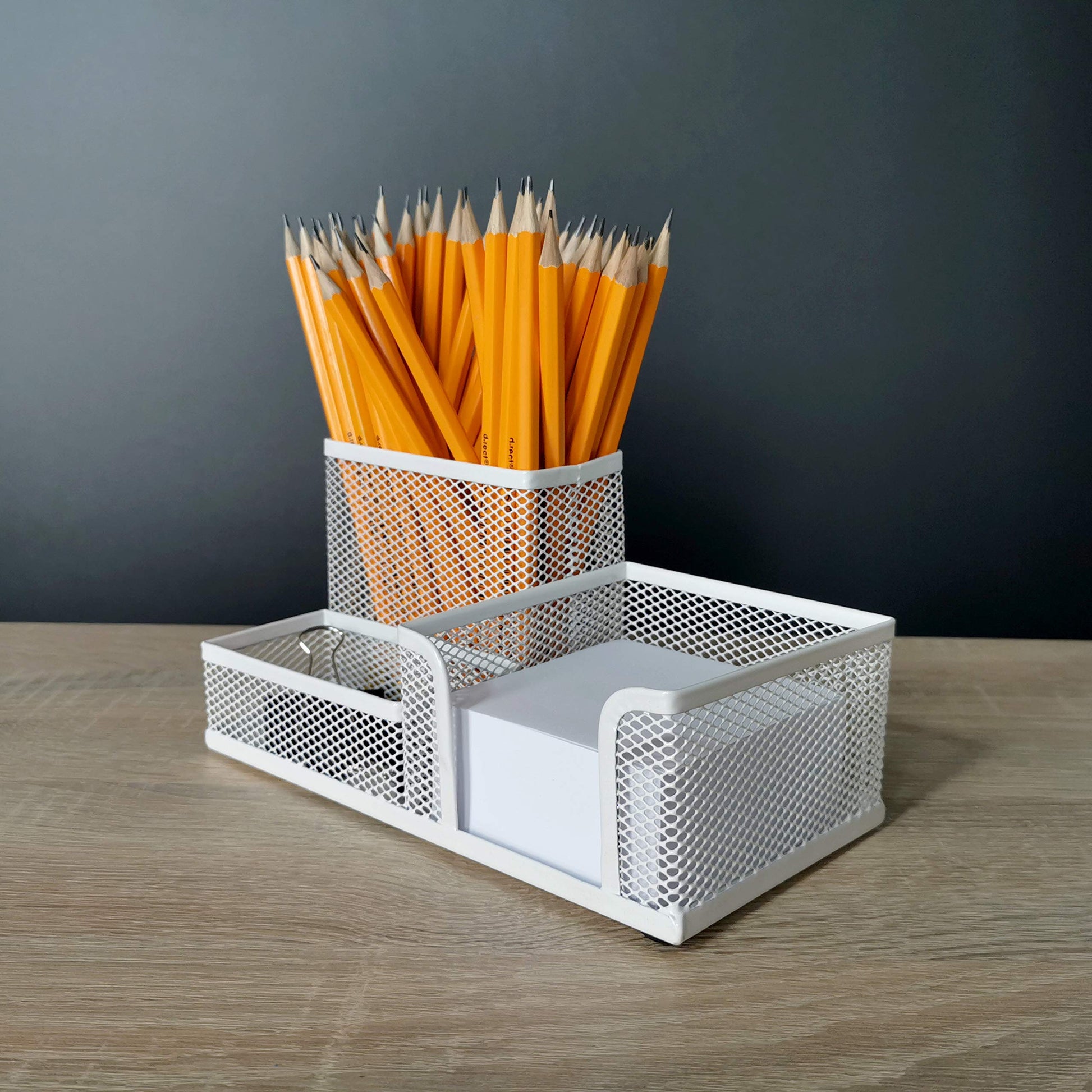 Leviatan Desk Organiser, Office Tray with Pen Holder and Memo Holder, Metal Mesh 205 x 103 x 98 mm