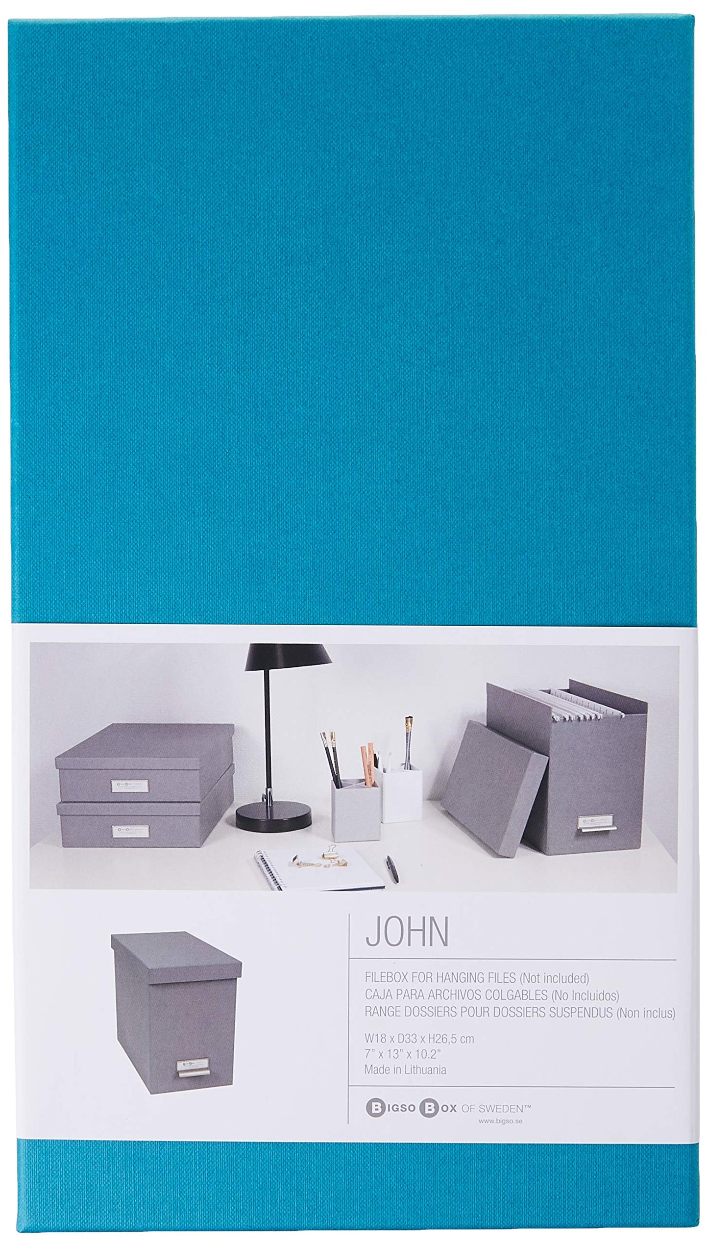 Bigso John Fiberboard Label Frame Desktop File Storage Box - Document Organizer for Important
