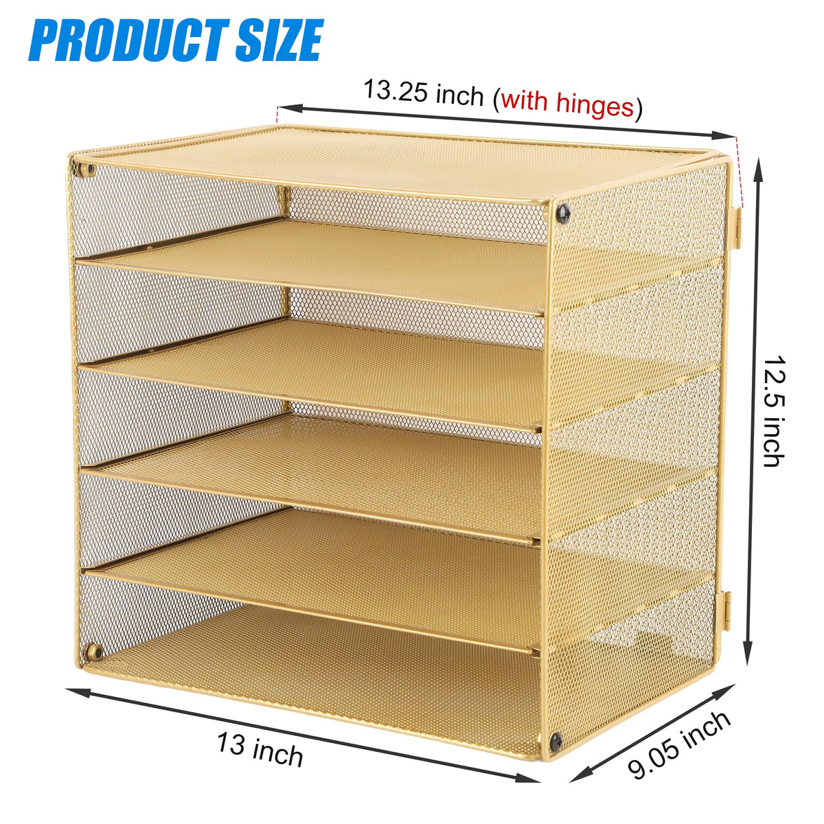 EASEPRES 5 Slot Mesh Desk Organizer Tray, File Paper Letter Folder Holder Desktop Paper Sorter Mail