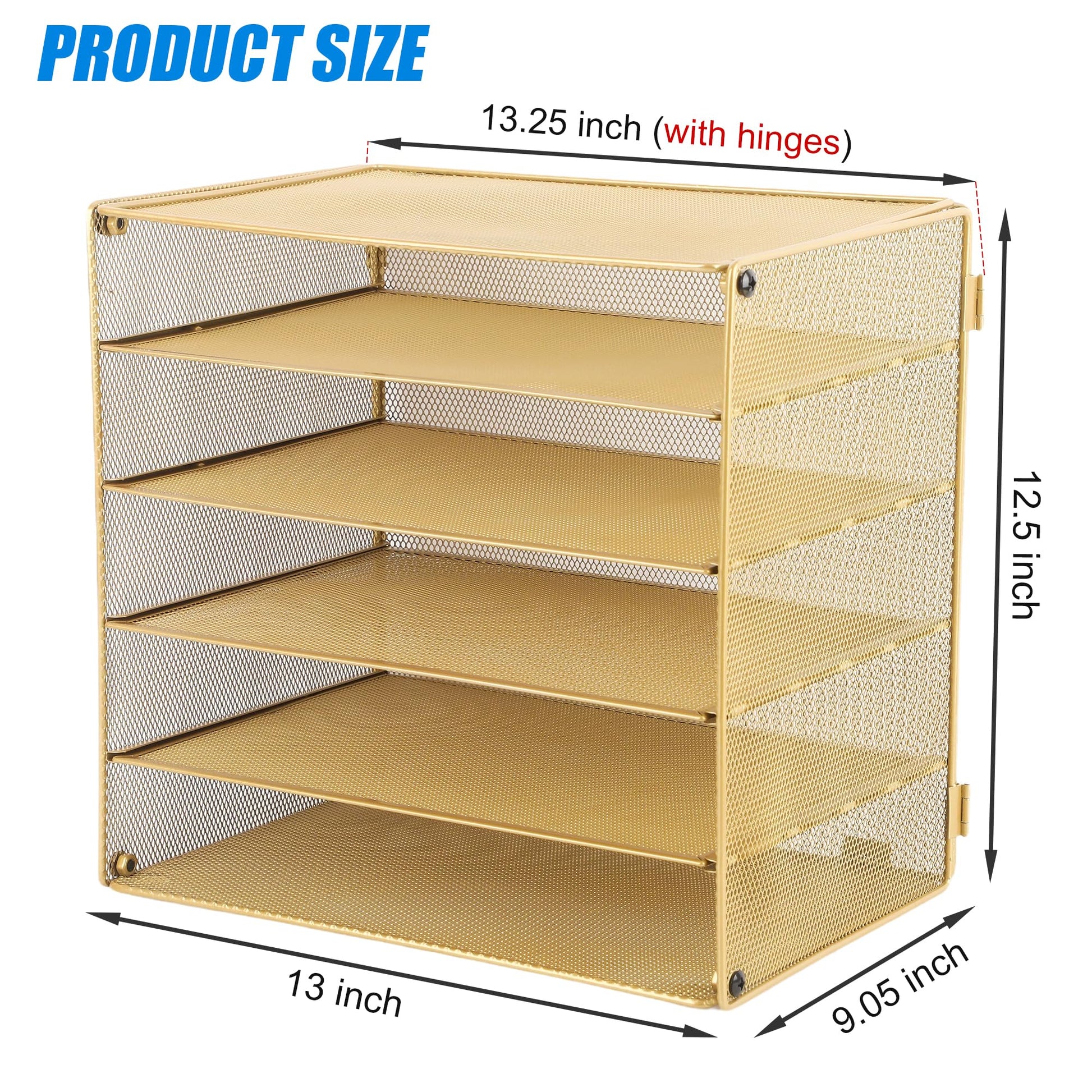 EASEPRES 5 Slot Mesh Desk Organizer Tray, File Paper Letter Folder Holder Desktop Paper Sorter Mail