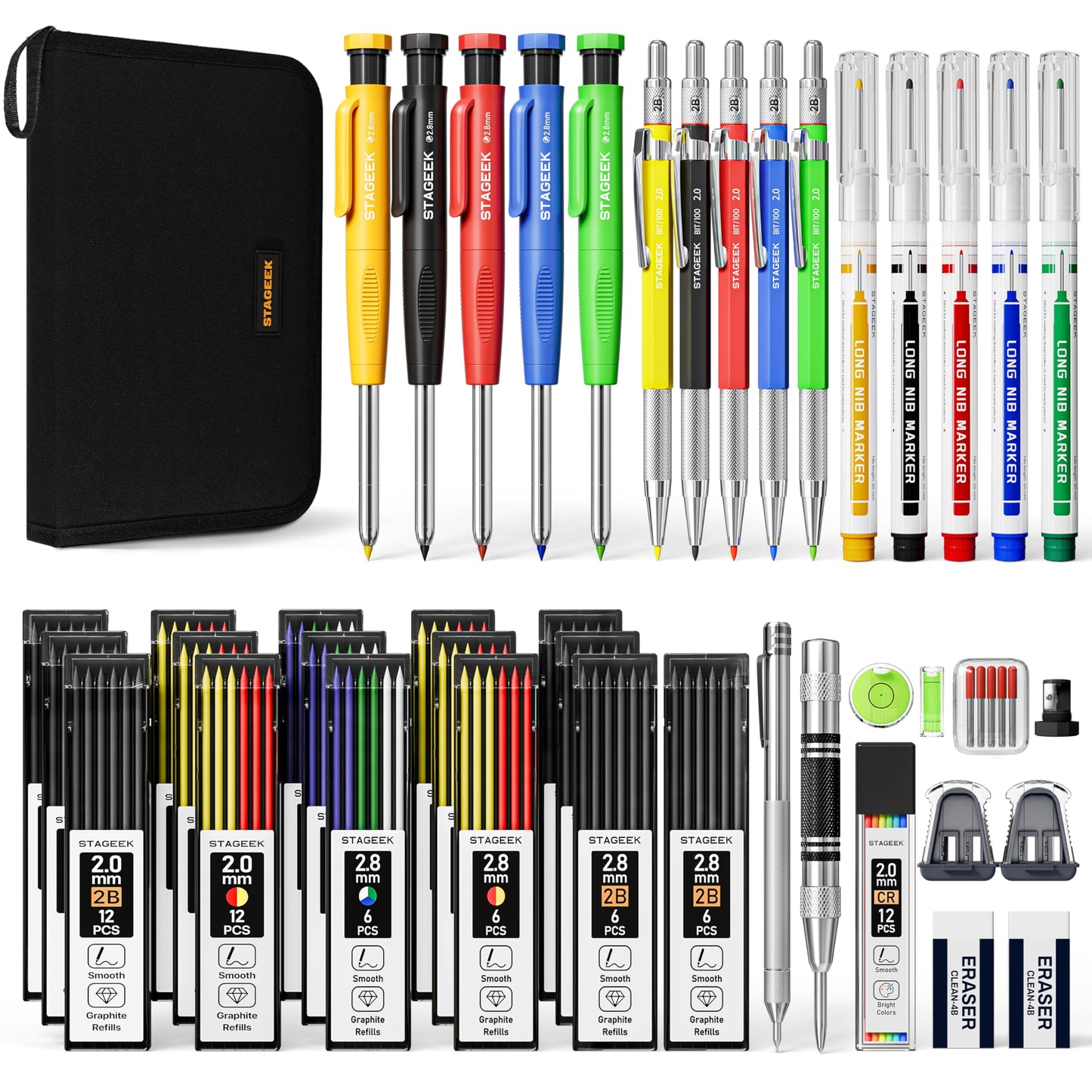 STAGEEK 49 Pack Carpenter Pencils with Sharpener