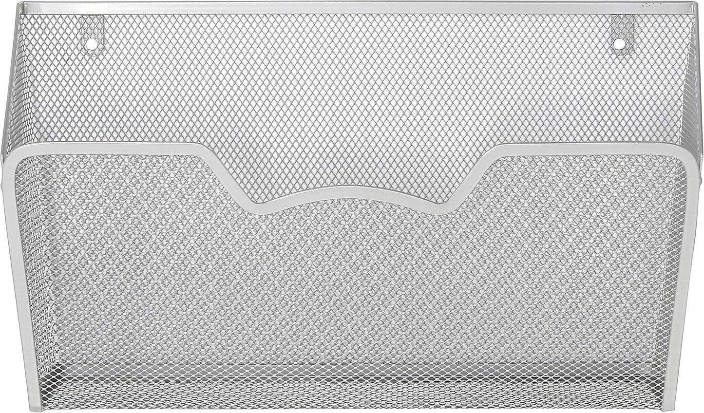 Simple Houseware Wall Mount Single Pocket File Holder, 3-Pack, Silver