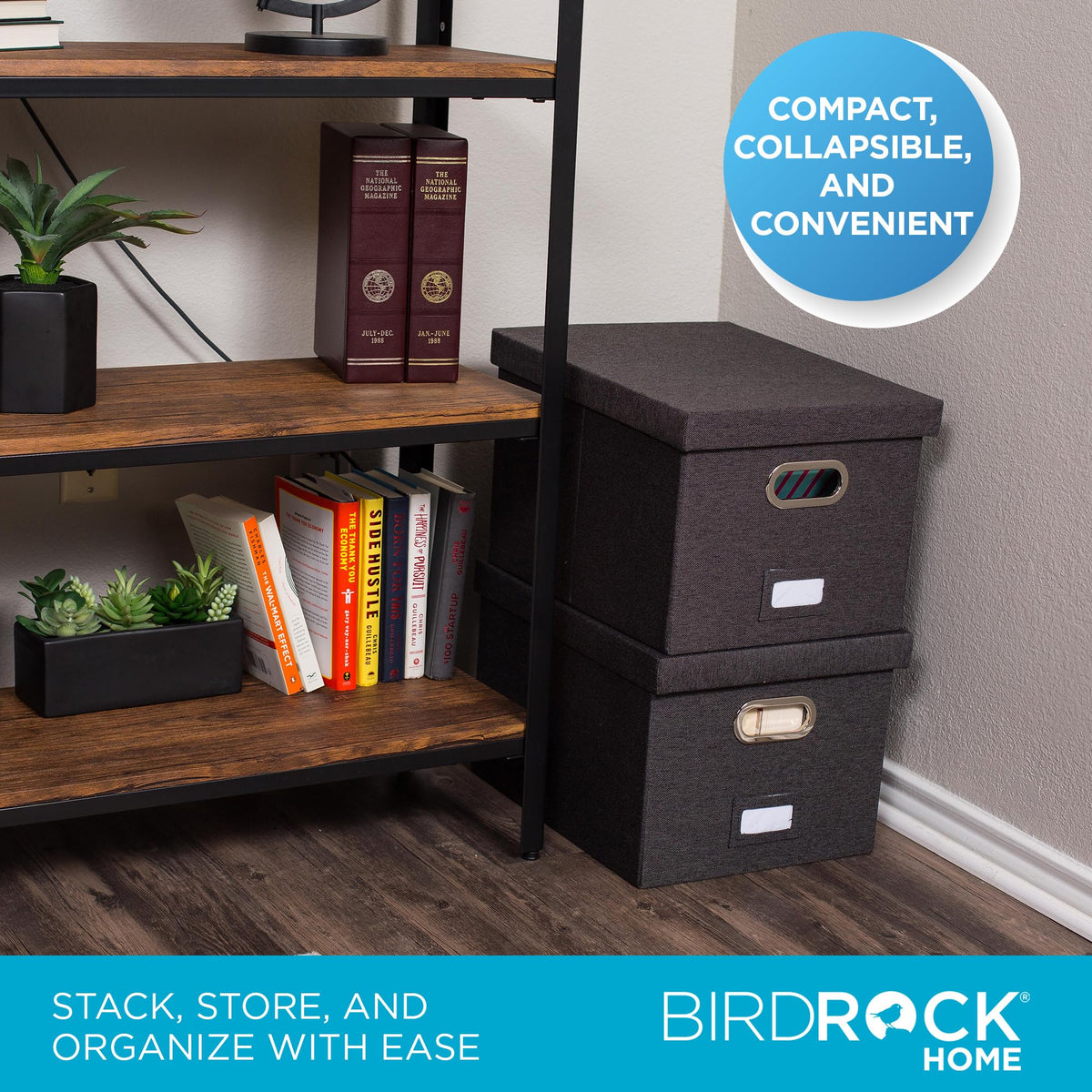 Internet's Best Collapsible File Storage Organizer | Decorative Linen Filing & Storage Office Box |