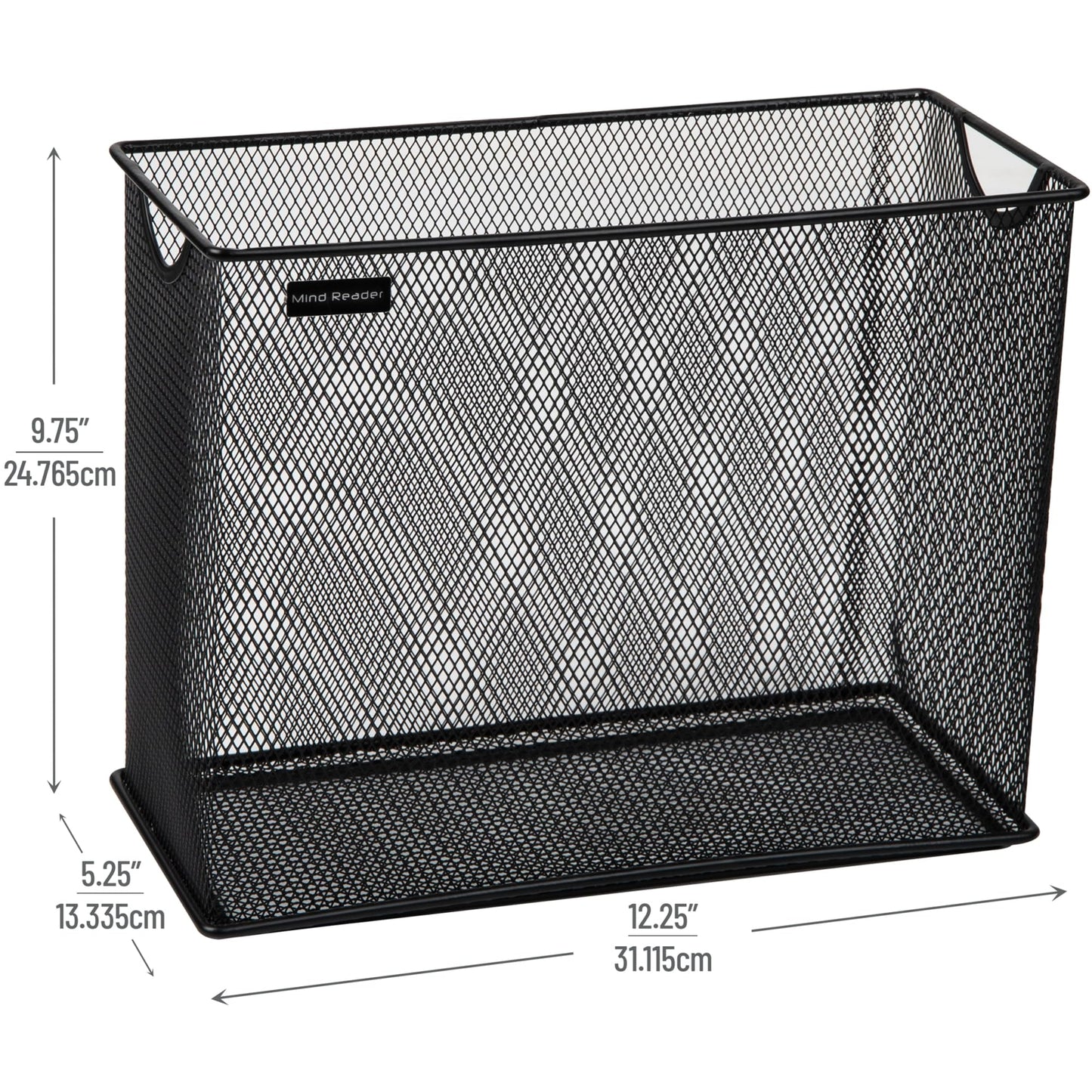 Mind Reader Vertical File Storage, Desktop Organizer, Hanging Files, Office, Metal Mesh, 12.25"L x