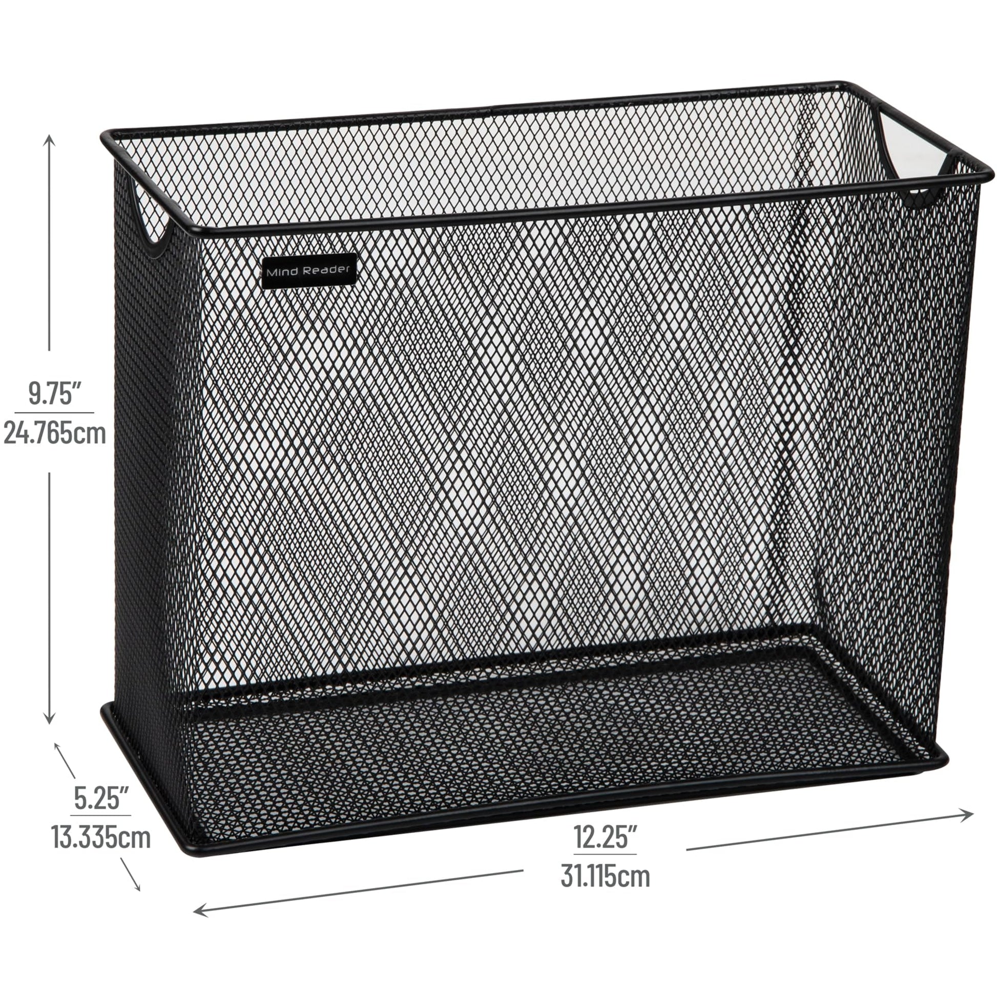 Mind Reader Vertical File Storage, Desktop Organizer, Hanging Files, Office, Metal Mesh, 12.25"L x