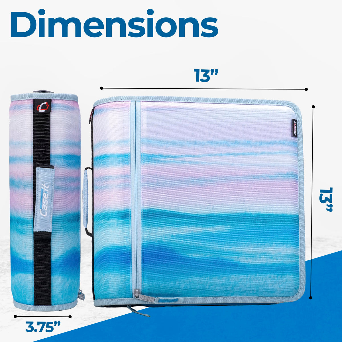 Case-it Zipper Binder | 3-Inch O-Rings | 600-Sheet | D-146 Watercolor Sky