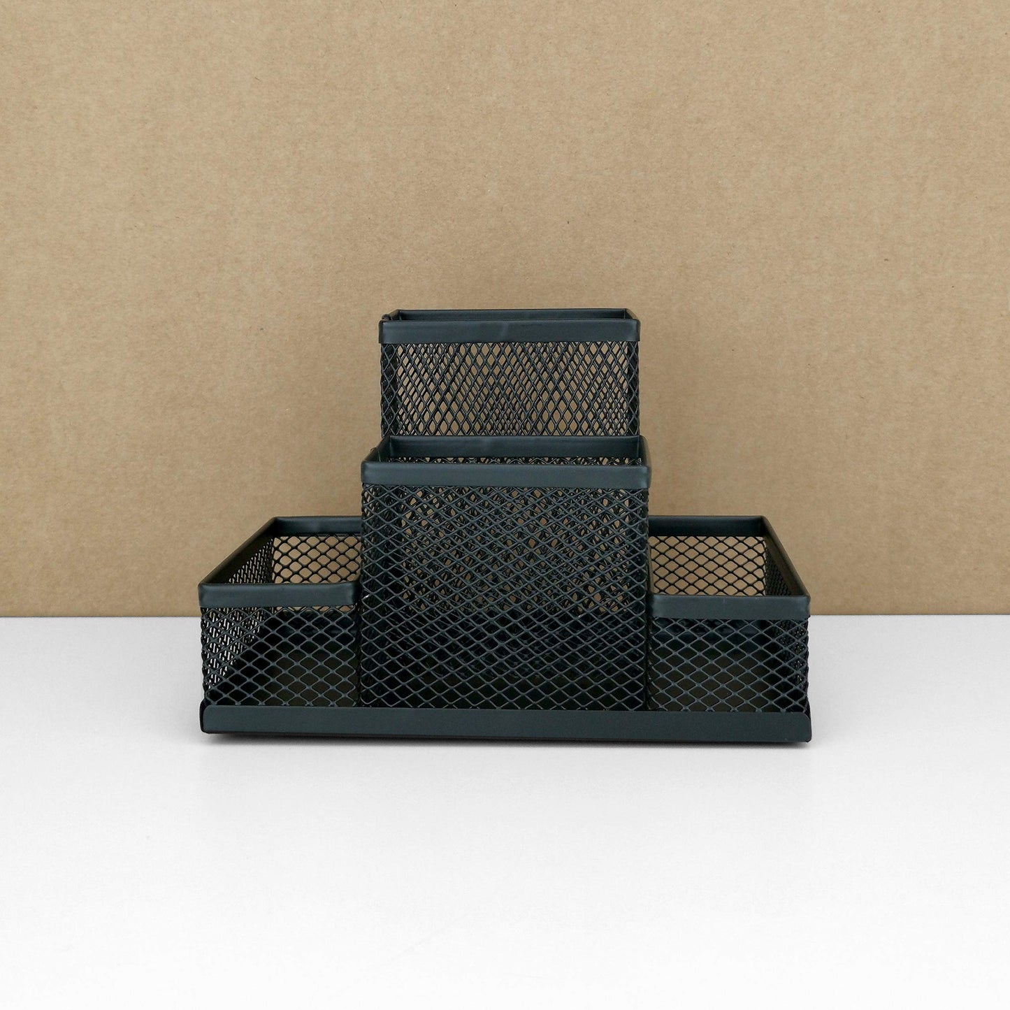 D.RECT Desk Organiser, Pen Holder, Metal Desk Organiser, Office Tray with Memo Holder, Mesh 103 x