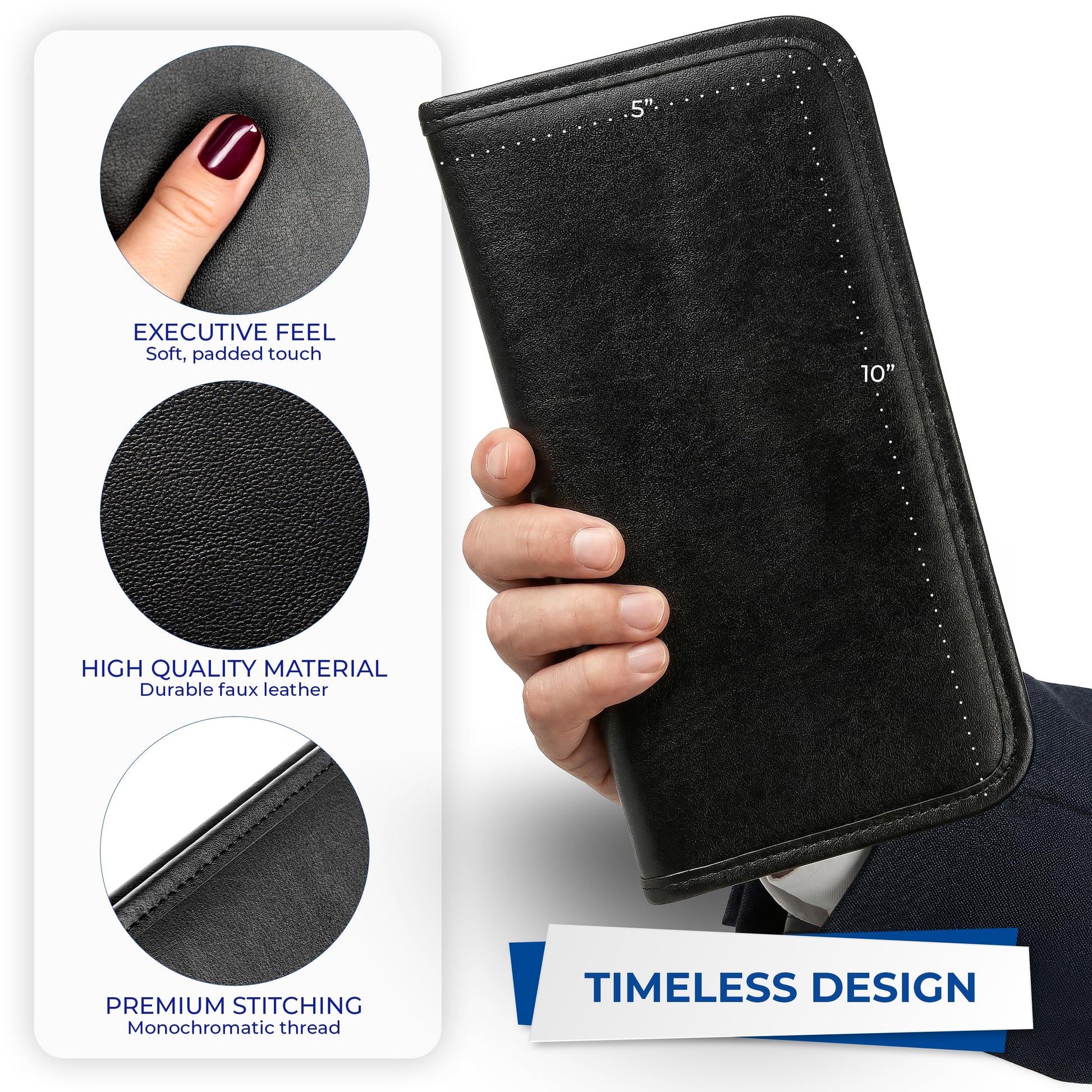 Samsill Professional Business Card Organizer with Padded Cover, Card Holder for 160 Cards, Black
