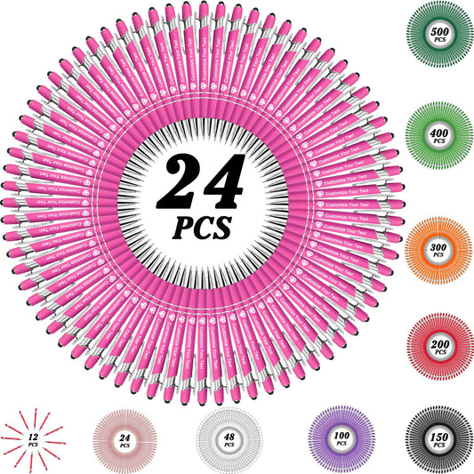 MOUZYLCASE 24 Pcs Personalized Pens Custom Ballpoint Pens with Name Logo Customized Ink Pens with