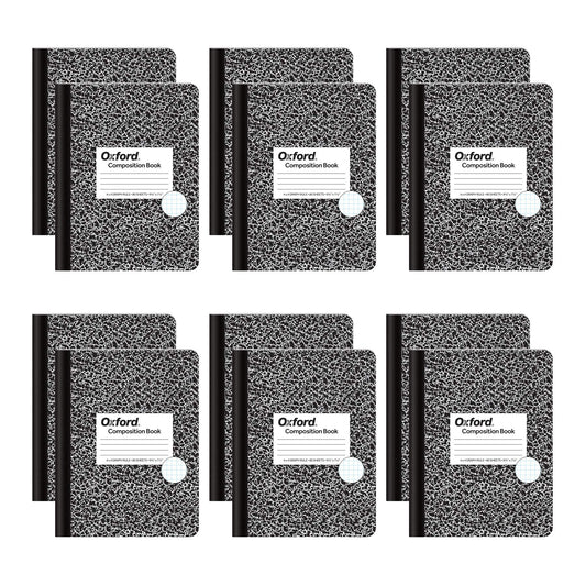 Tops Oxford Composition Notebooks, Graph Ruled Paper, 9-3/4" x 7-1/2", Black Marble Covers, 80