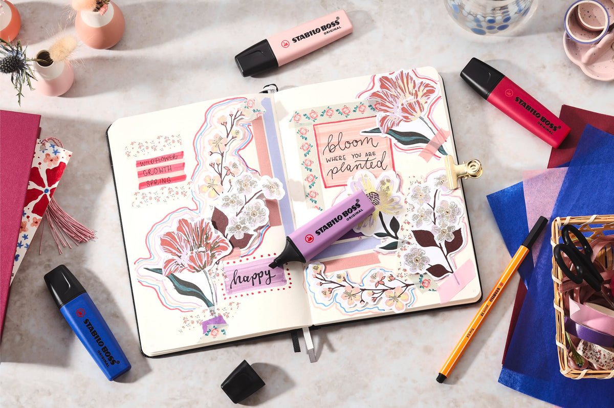 STABILO Boss Original NatureColors Wildflower Edition Highlighter Blister Pack of 4 Highlighters