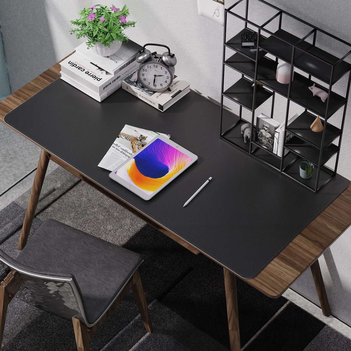 AFIING Large Desk Mat, 47" x 23.6", Black