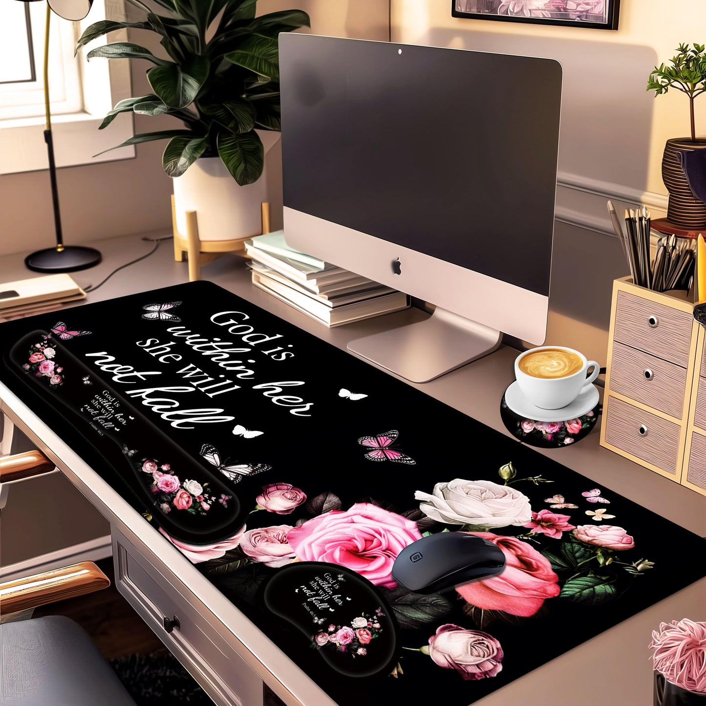 JYCUHTCL Large Gaming Mouse Pad Set 35.4 x 15.7 with Keyboard Wrist Rest, Wrist Support, and