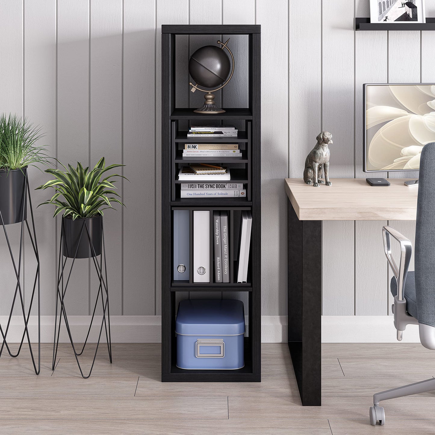 Ballucci 4-Tier Paper Sorter and File Organizer for Desk, Wood Mail Sorter, Fits into IKEA Kallax