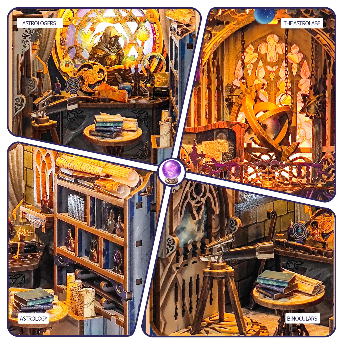 3D Puzzles Book Nook Kit, DIY Miniature Book Nook Kit Creative Decorative with LED Lights Bookend