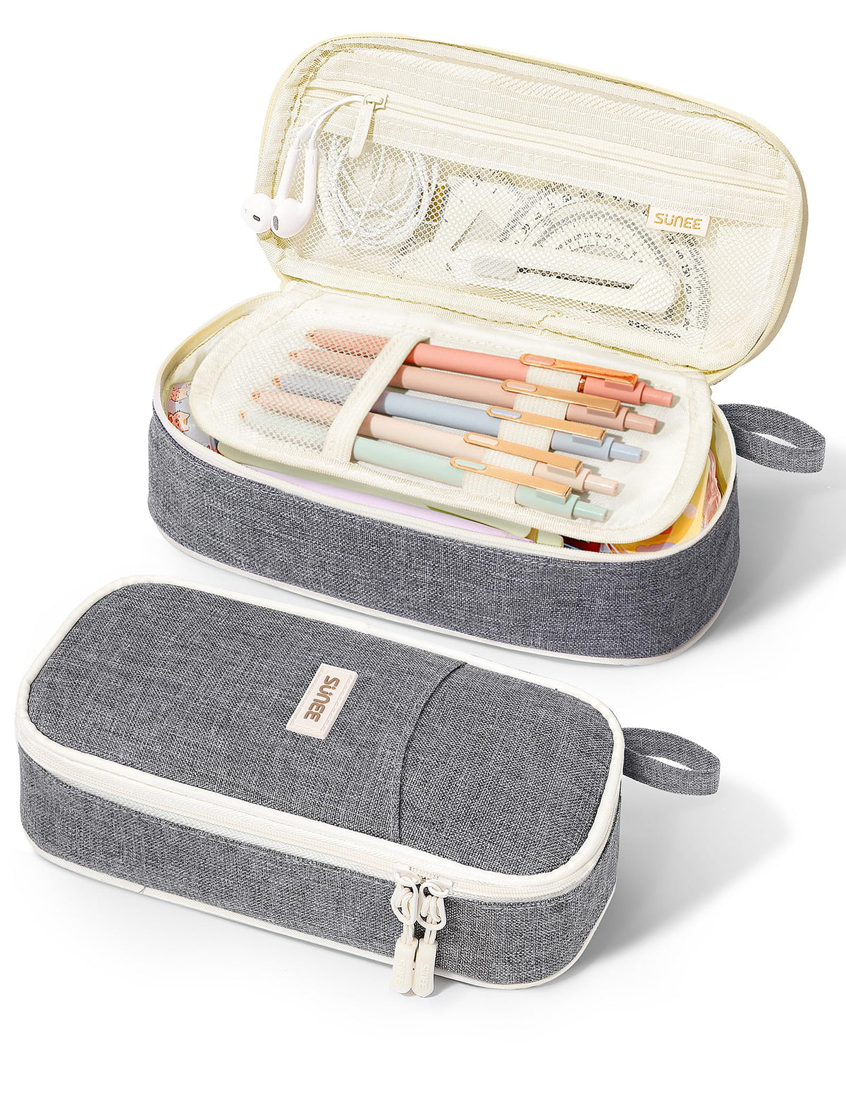 SUNEE Cute Pencil Case, Aesthetic Pen Pouch, Colored Large Pencil Bag with Zipper, Kawaii