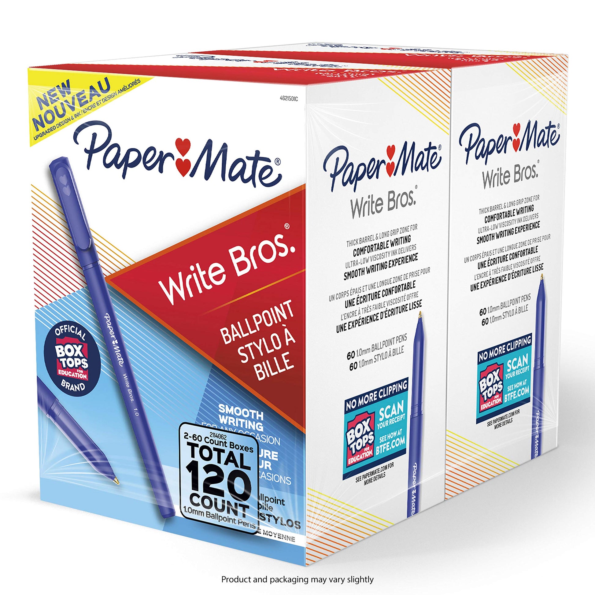 Paper Mate Ballpoint Pens, Write Bros. Blue Ink Pens, Medium Point (1.0mm), 120 Count