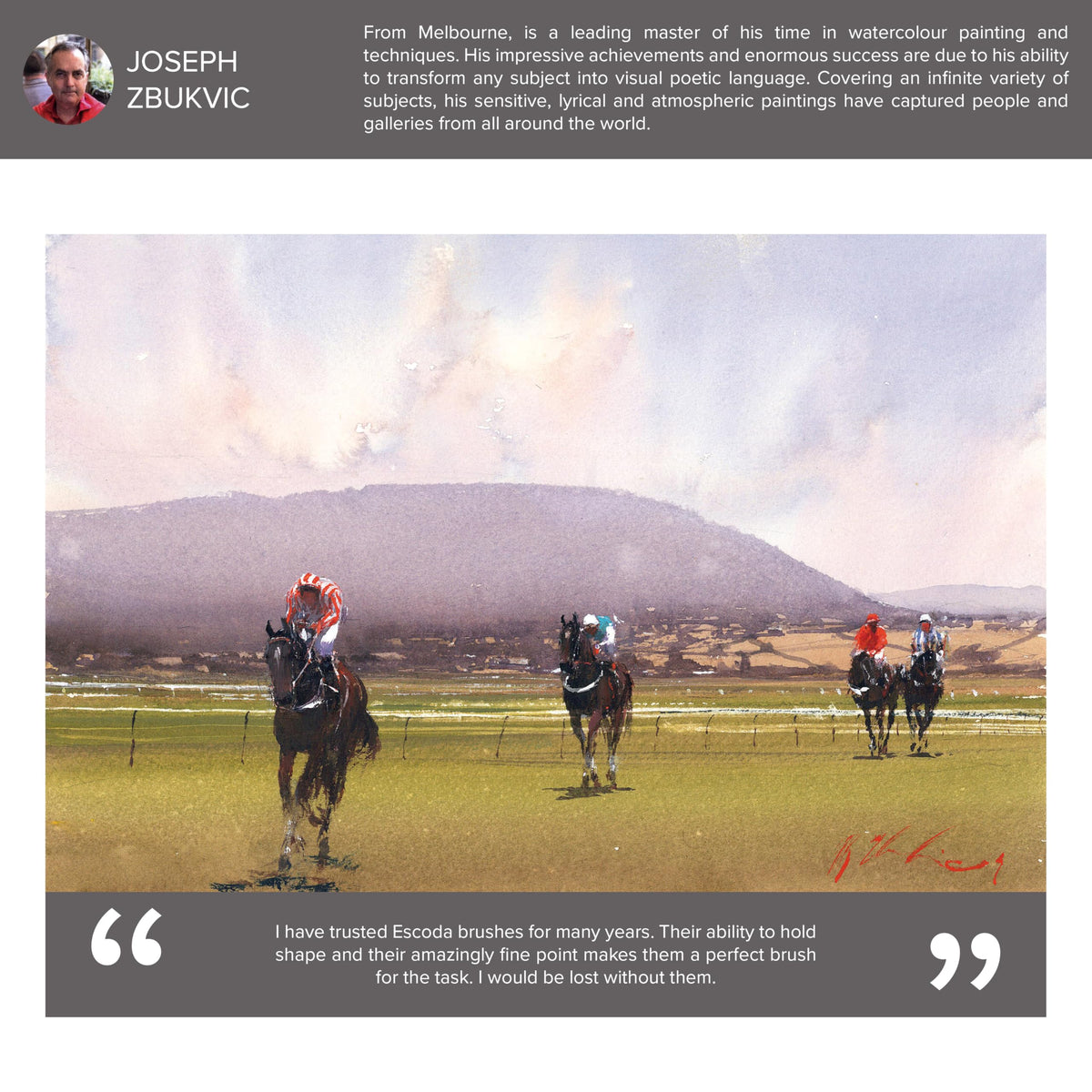 Escoda | Watercolour | Artist Set Joseph Zbukvic 1 | Size 8,10,12 | 3 Brushes | Synthetic White