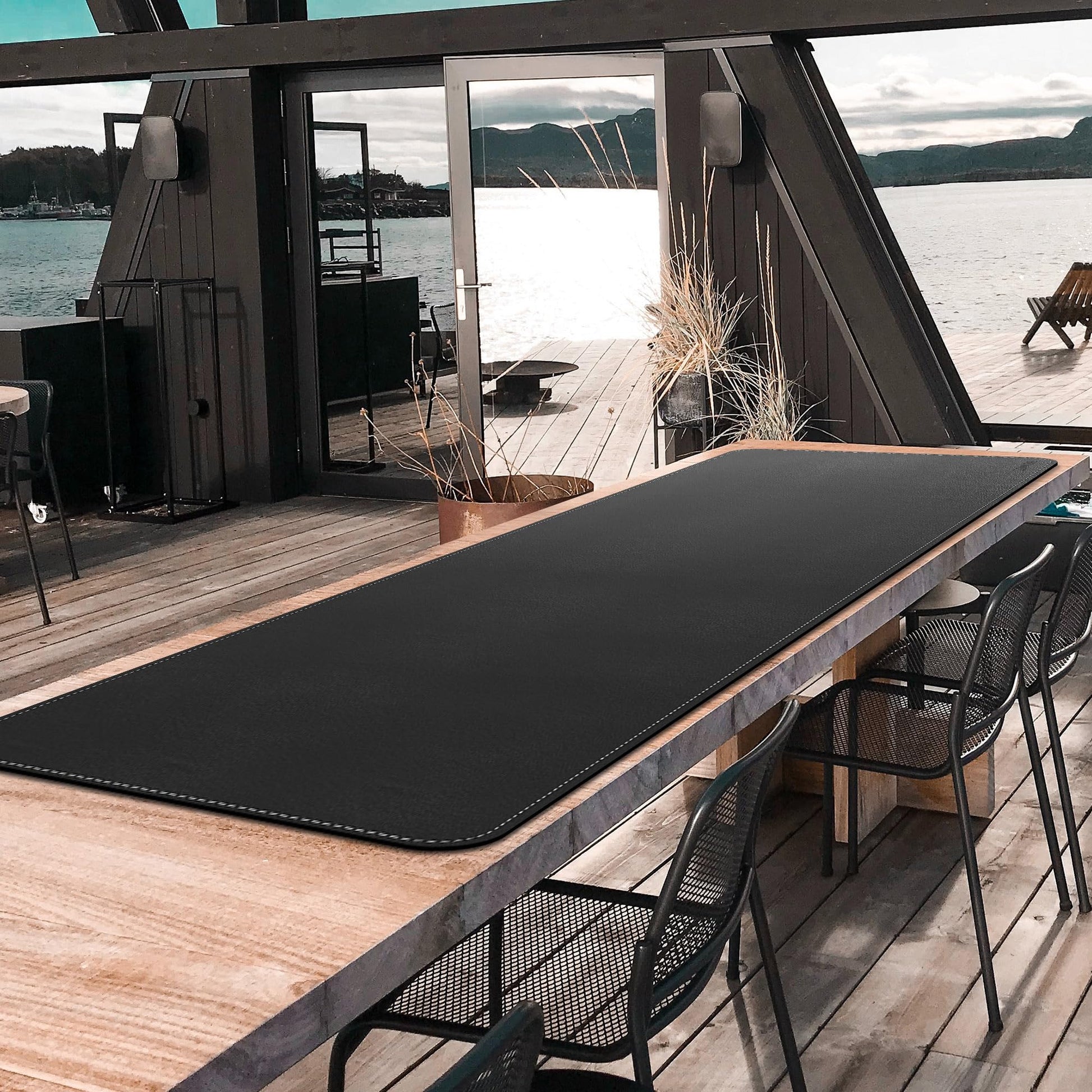 CENNBIE Leather Desk Mat, 71" x 19.6" Large Mouse pad for Desk (Black)