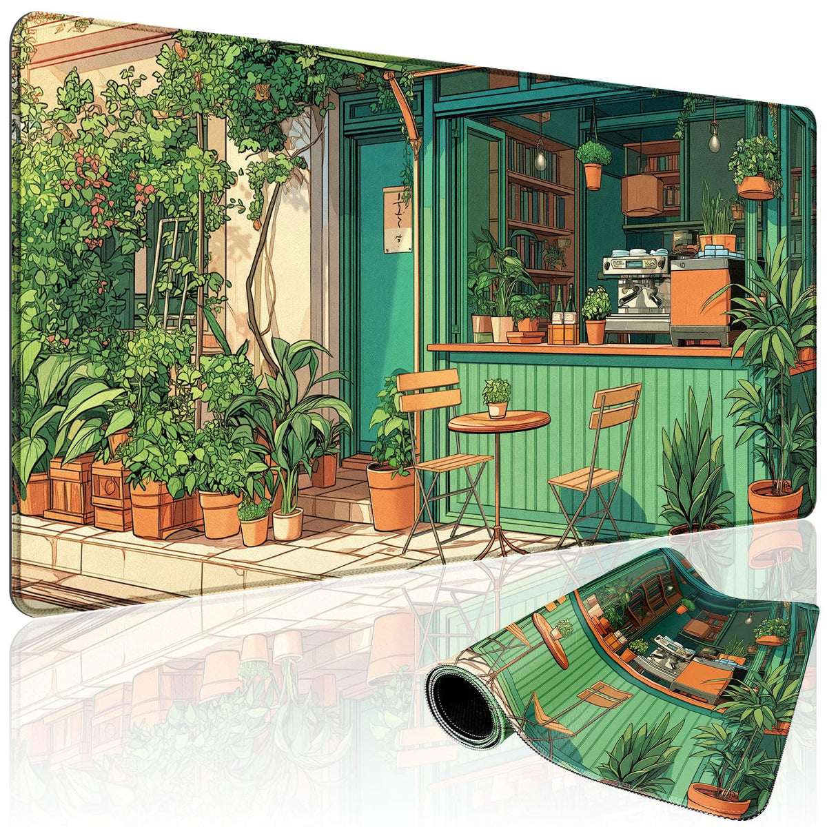 Mcapirivo Gaming Mouse Pad Desk Mat 31.5"x15.7" Japanese Coffee Shop