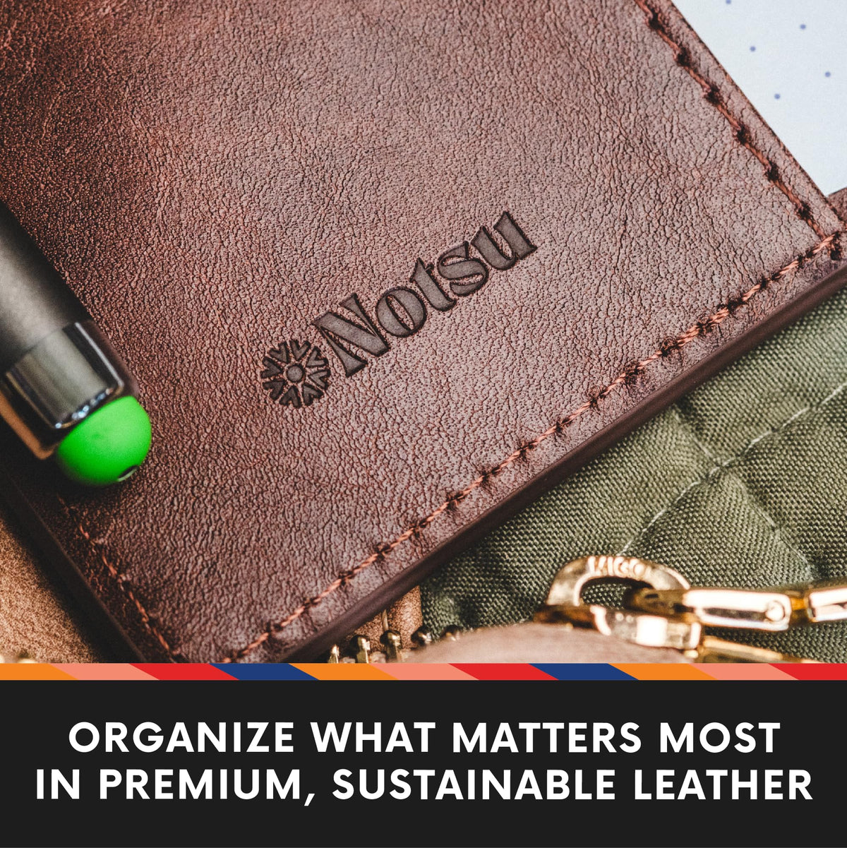 Notsu Note Card Holder, 3x5 Inch, Premium Dark Brown Vegan Leather
