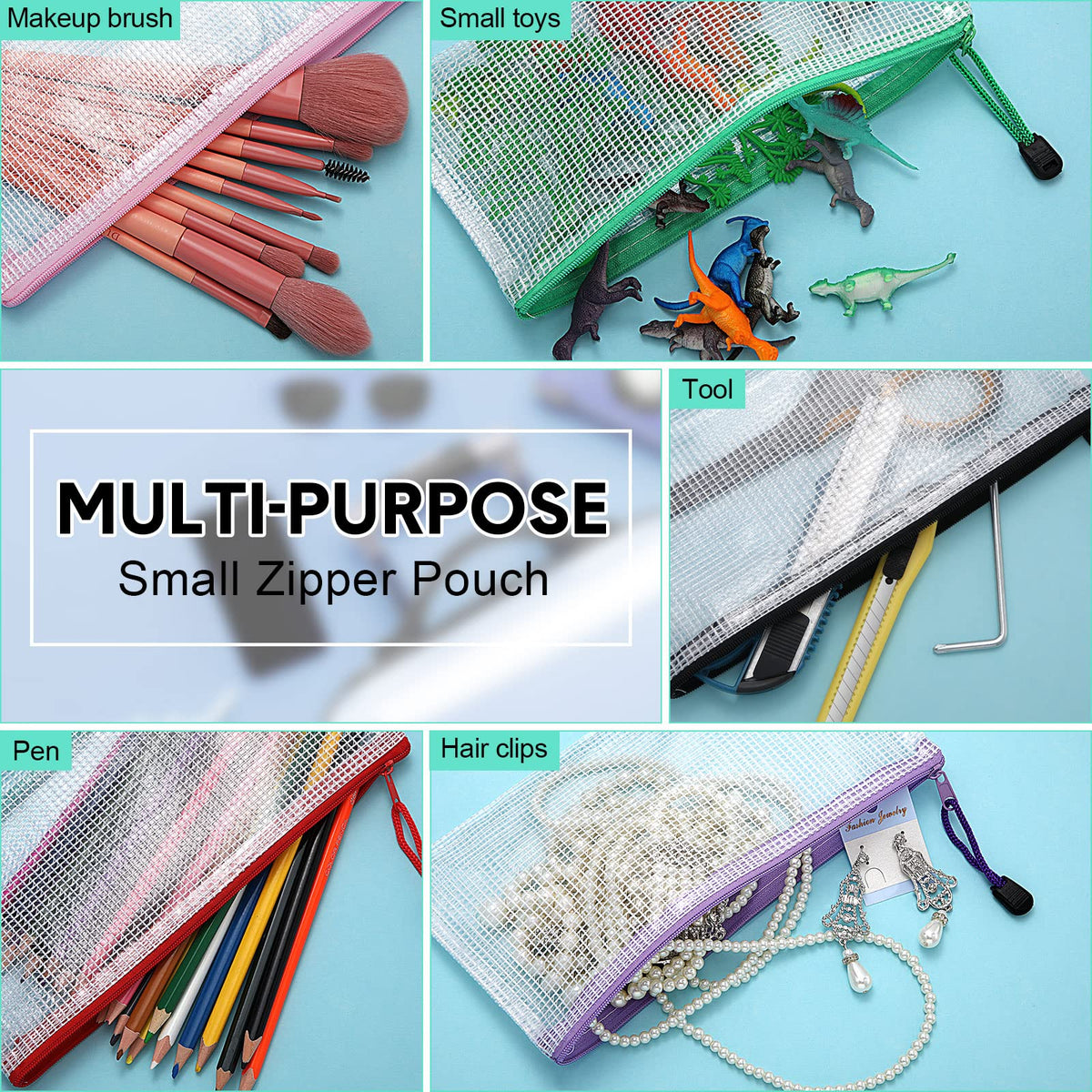 Harloon 150 Pack Clear Pencil Pouches Bulk, 9.5'' x 4.5'',10 Colors