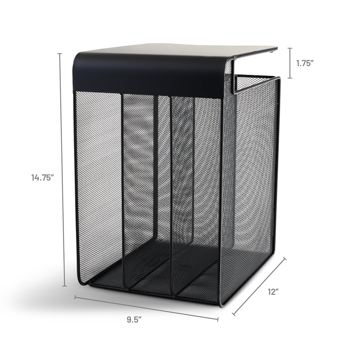 Safco Onyx Hanging Desktop Organizer with 3 Vertical Trays, Under-Desk Storage