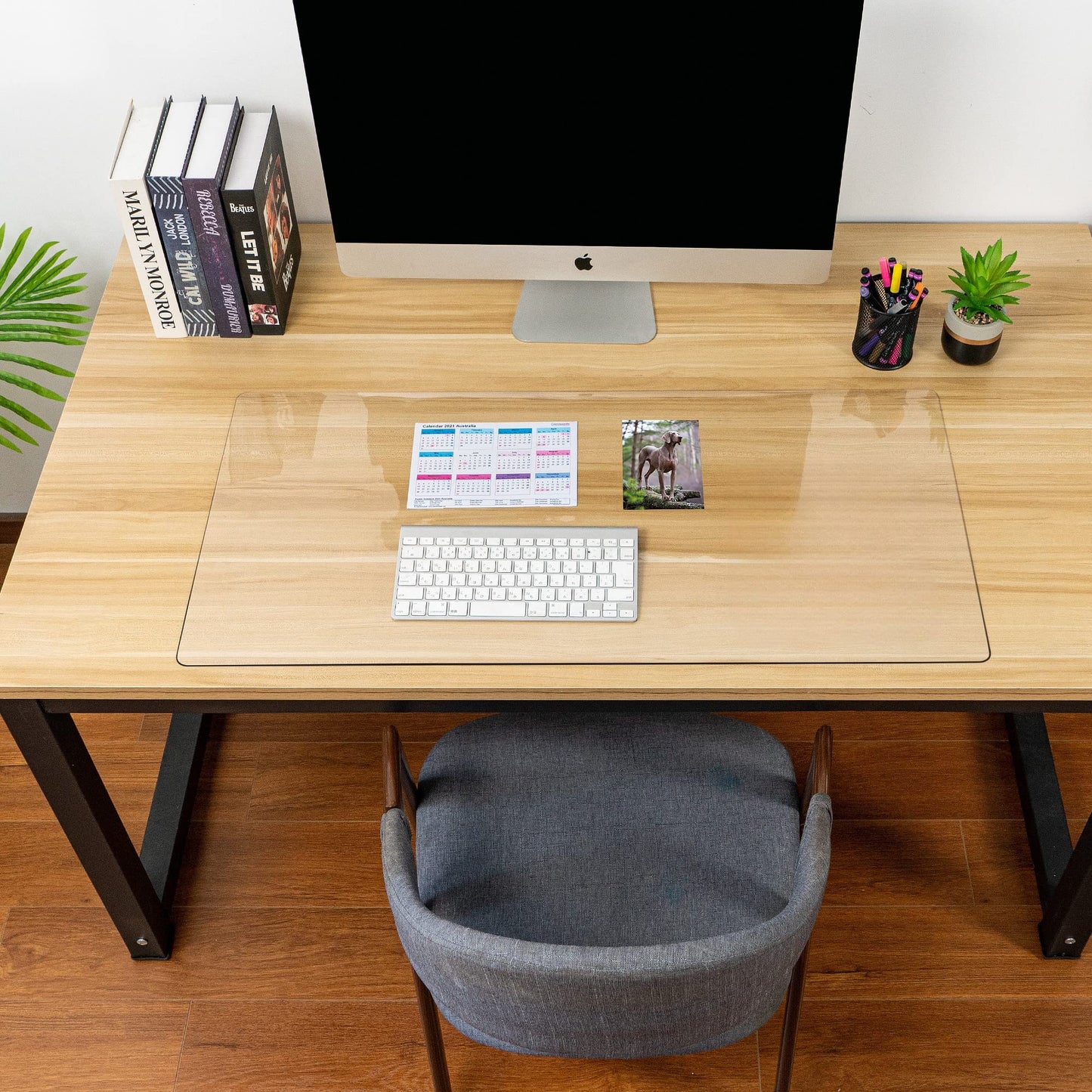 Awnour Clear Desk Mat on top of desks - 36 x 17 inches - Clear Transparent Plastic Desk Protector