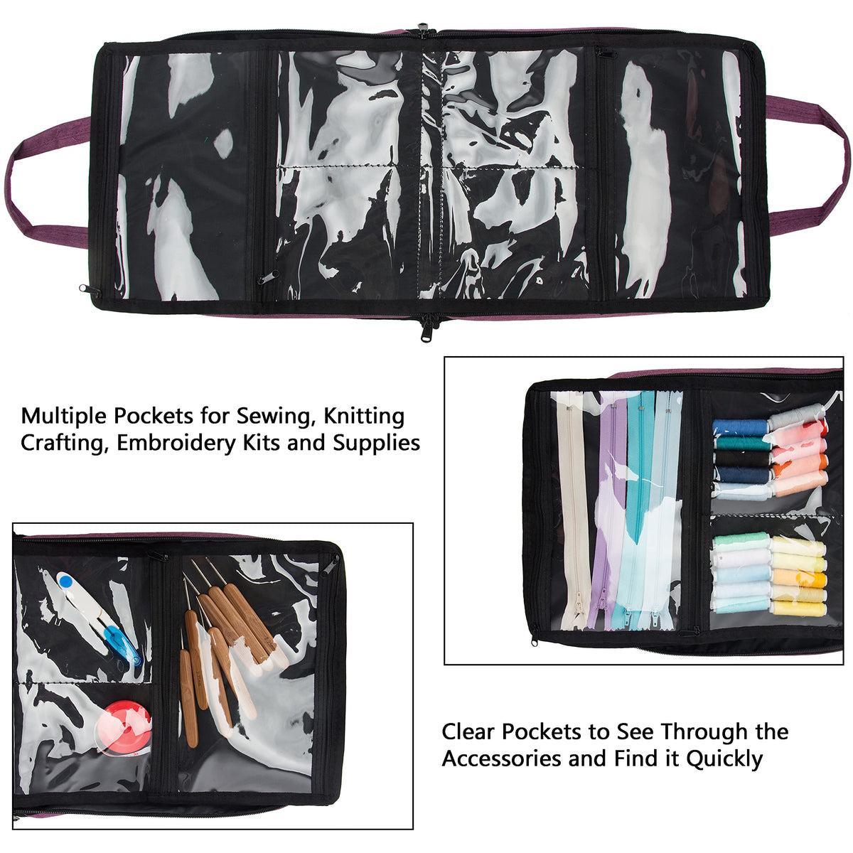 PACMAXI Sewing Accessories Storage Bag, Knitting, Craft Tools