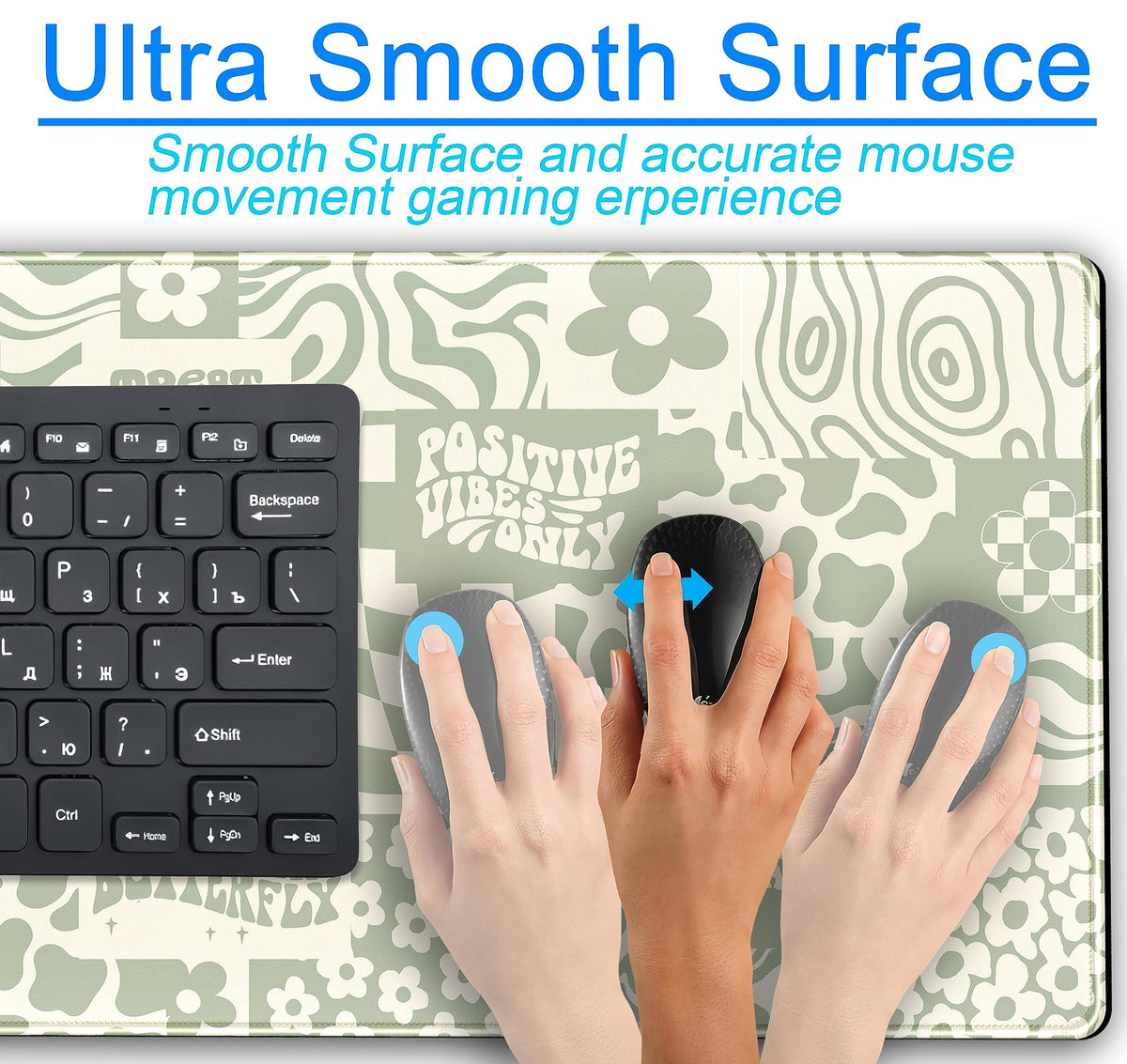 DCJJM Boho Aesthetic Desk Mat Beige Retro Hippie Boho XXL Large Extended Gaming Green Sage Mouse