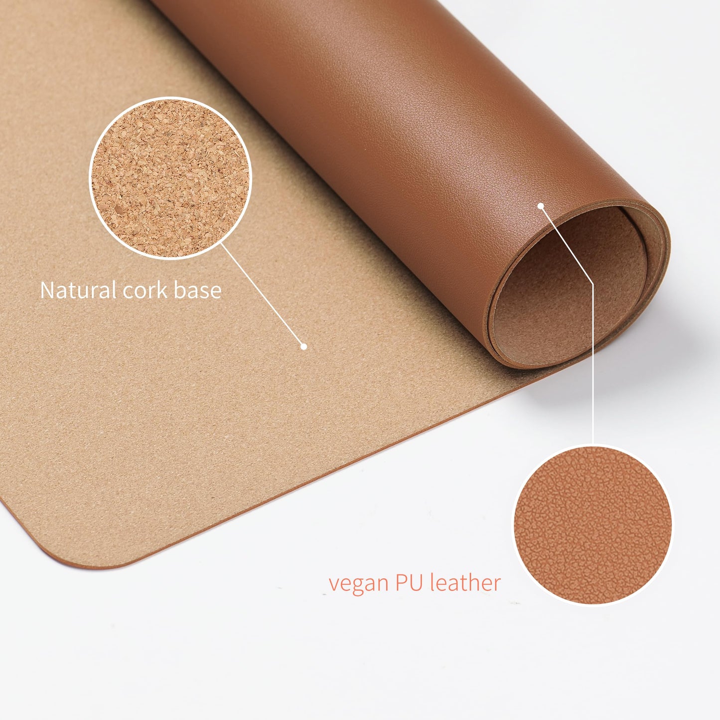 RENMTURE Desk Pad, Cork & PU Leather Desk Mat, Large Mouse pad, Non-Slip Desk Protector and