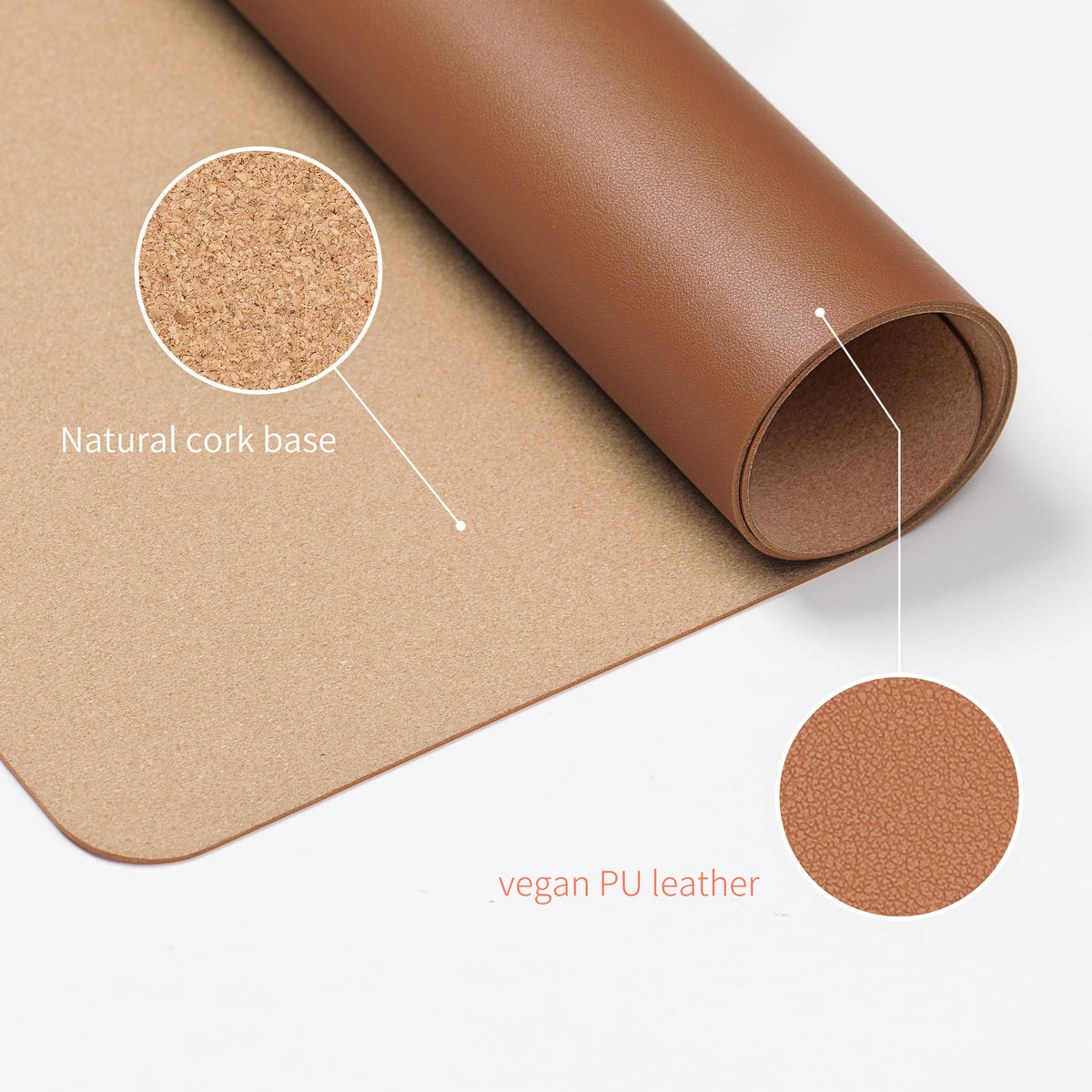 RENMTURE Desk Pad, Cork & PU Leather Desk Mat, Large Mouse pad, Non-Slip Desk Protector and
