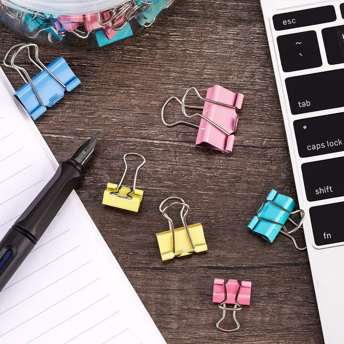 TecUnite 150 Pcs Colored Binder Clips Assorted Sizes