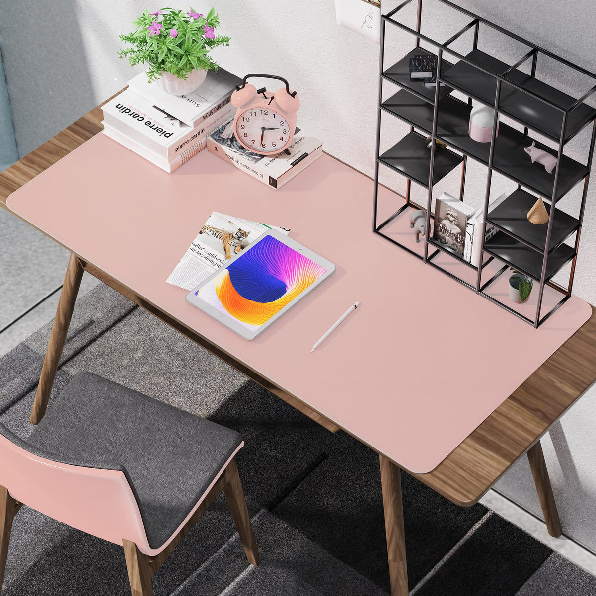 AFIING Cork Desk Mat 47" x 23.6", Dual-Sided Natural Cork & PU Leather Desk Pad, Non-Slip