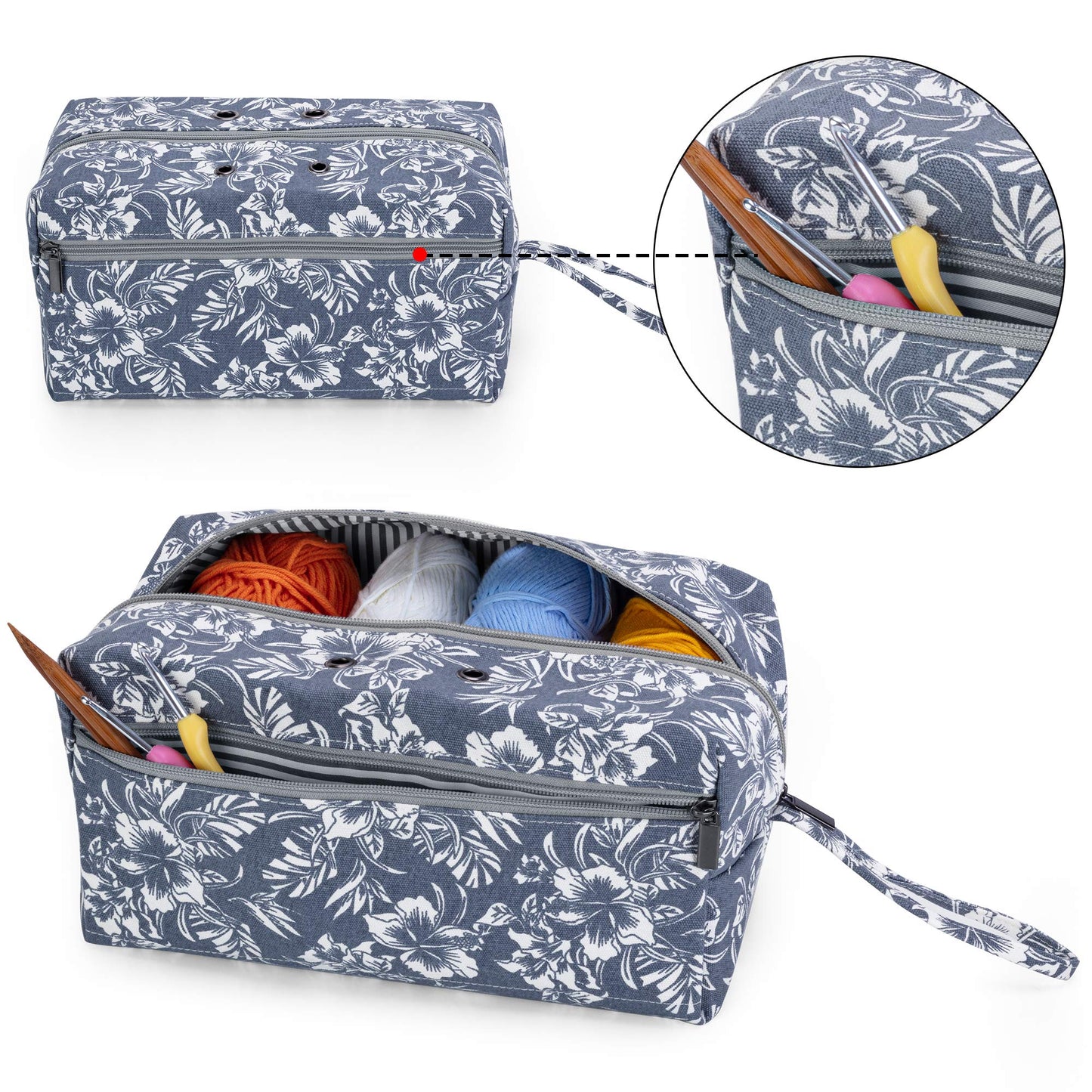 LUXJA Large Yarn Storage Bag for Yarn Skeins, Flowers
