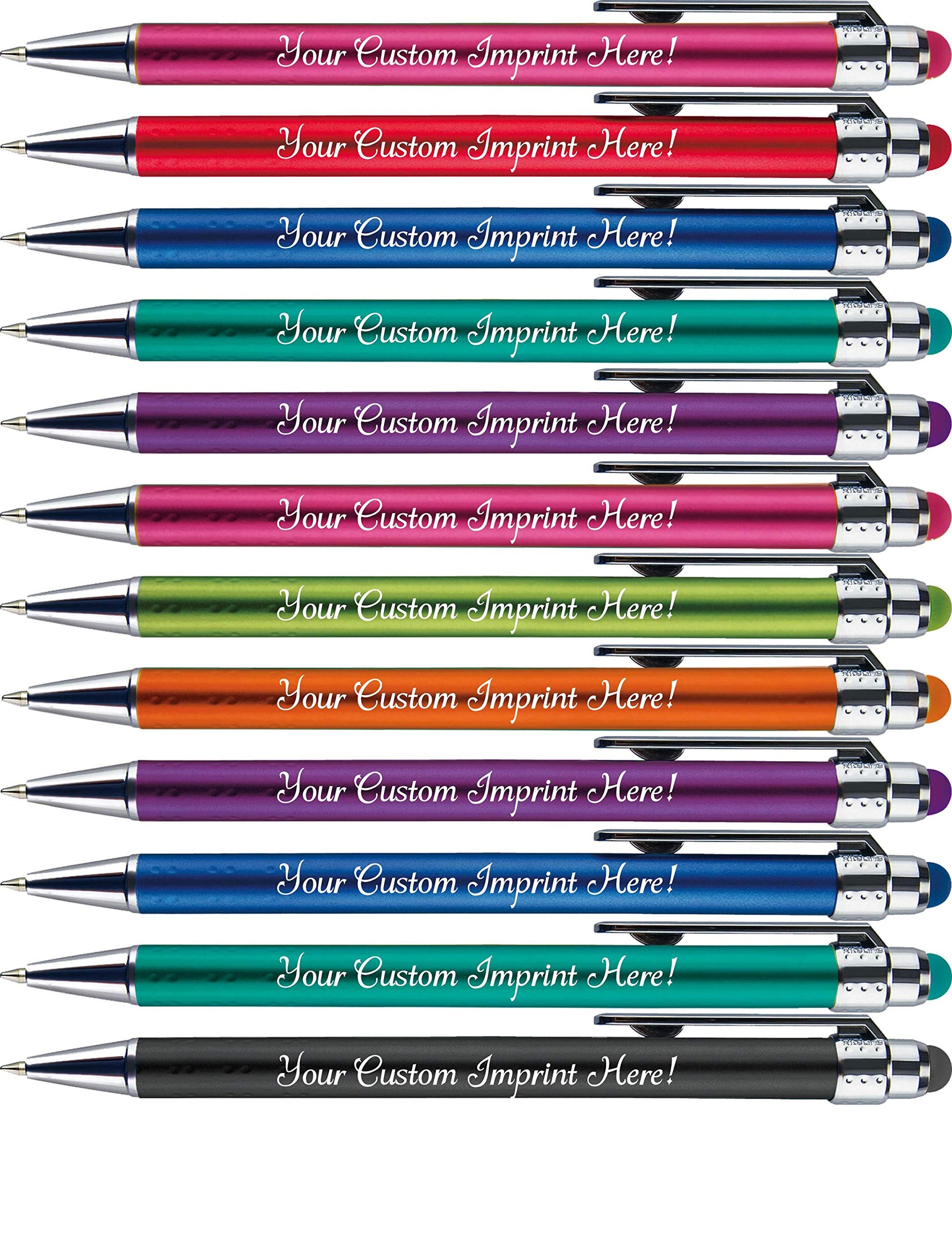 Personalized Pens with Stylus Tip -Bright Vibes- Click action - Custom - Black writing - Printed
