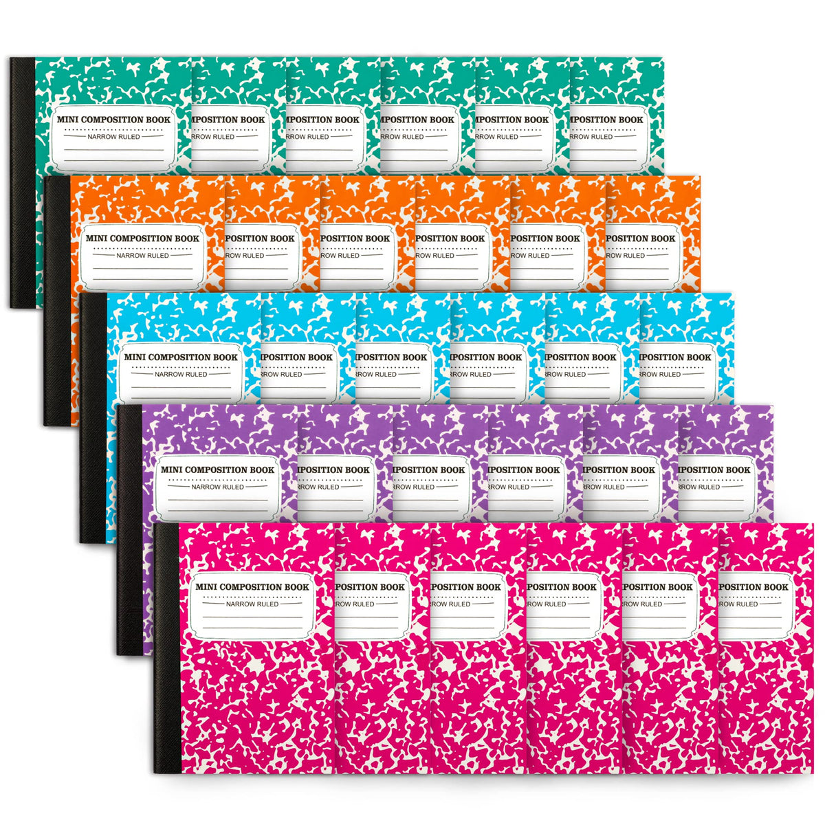 feela Mini Composition Notebook, Cute 30 Pack 5 Pastel Colors Narrow Ruled Mini Composition Books