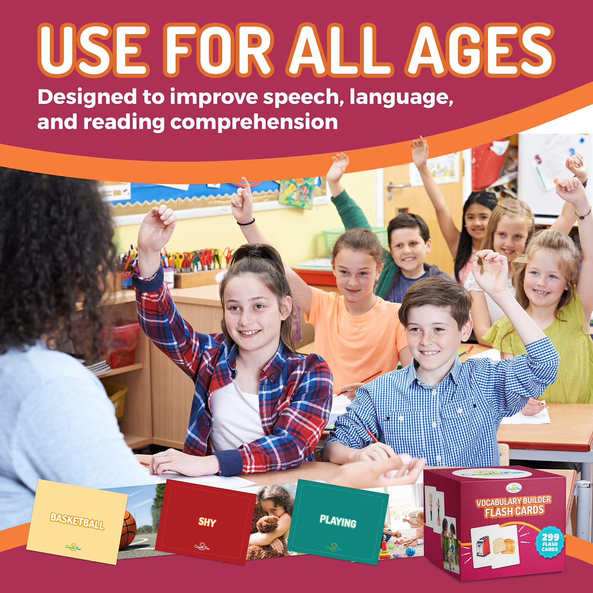 CreateFun 299 Vocabulary Builder Flash Cards Speech Therapy, Autism, ESL
