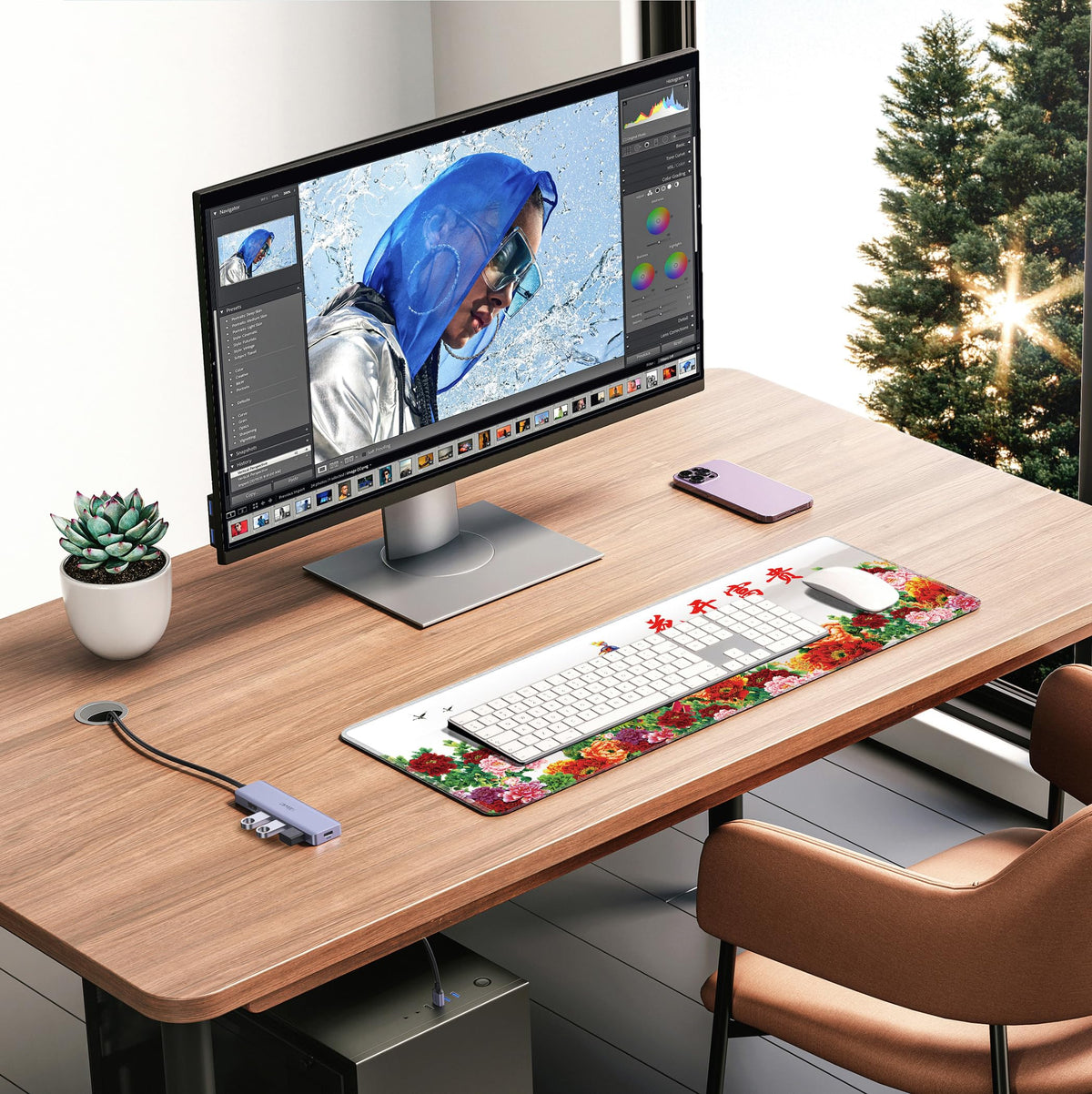 LL-COEUR XXL Landscape Gaming Mouse Pad Computer Keyboard Mat Office Desk Pad (Peacock, 31.4" x