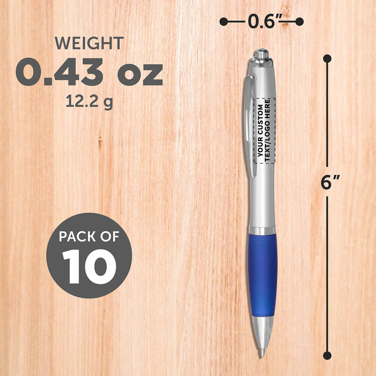 Personalized Ballpoint Pens with Rubber Grip and Click Button, Pack of 10 by DISCOUNT PROMOS