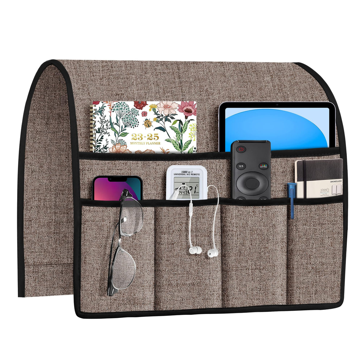 Joywell Remote Control Holder Armchair Caddy Armrest Organizer Light Camel
