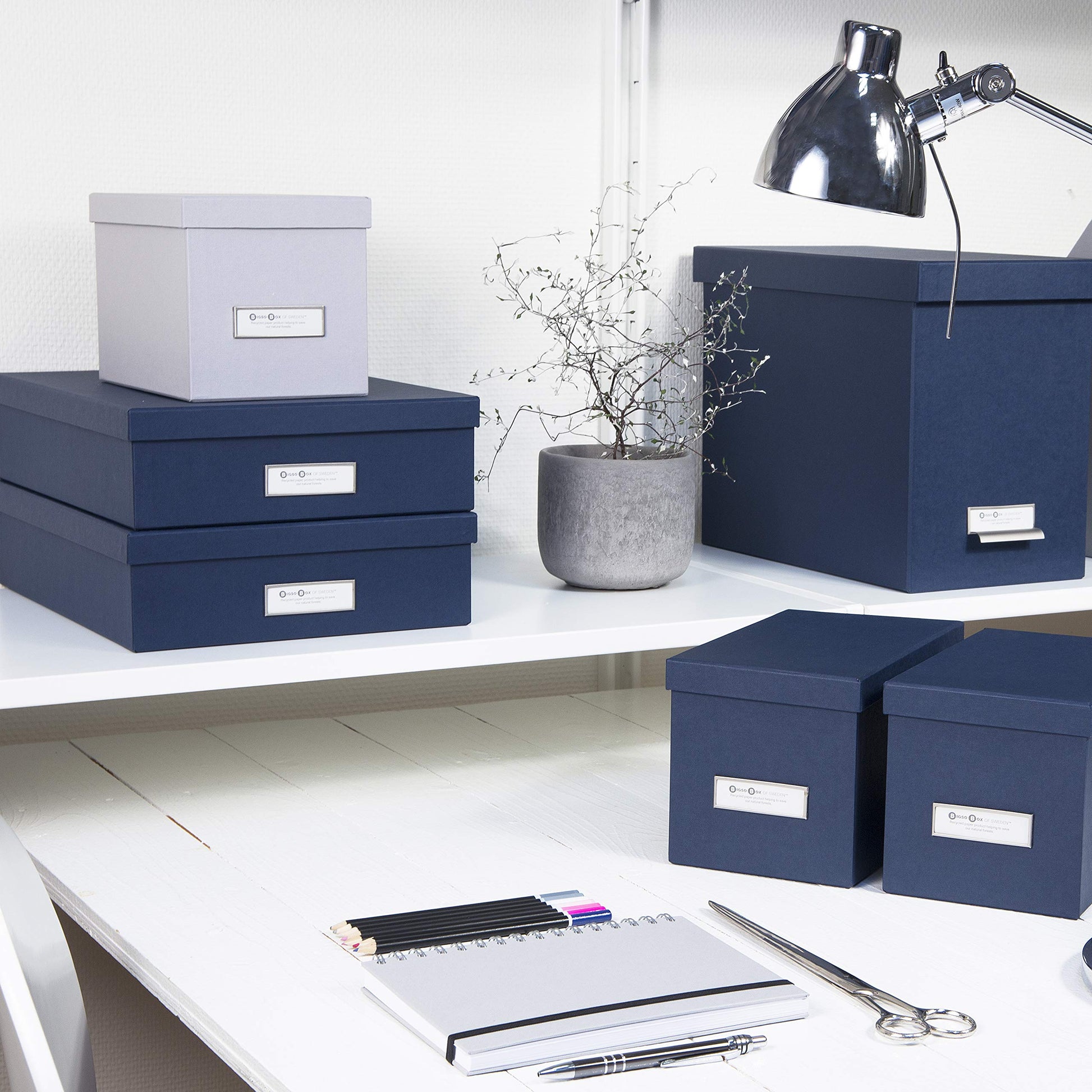 Bigso Oskar Fiberboard Label Frame Document Letter Box - File Organizer Box for Important Paperwork