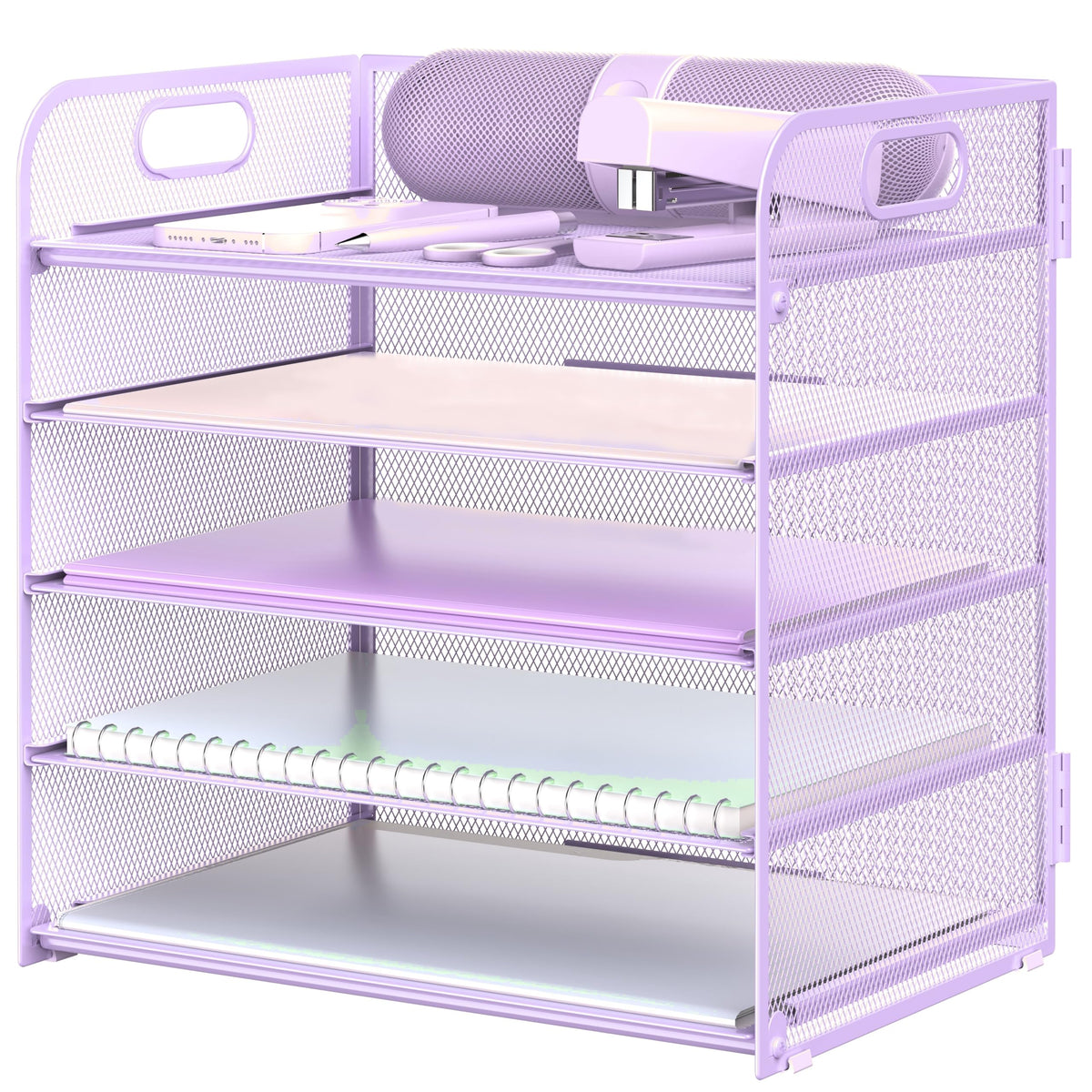 Letter Tray Paper Organizer 5-Tier Desk Organizer File Organizer Paper Holder with Handle, Metal
