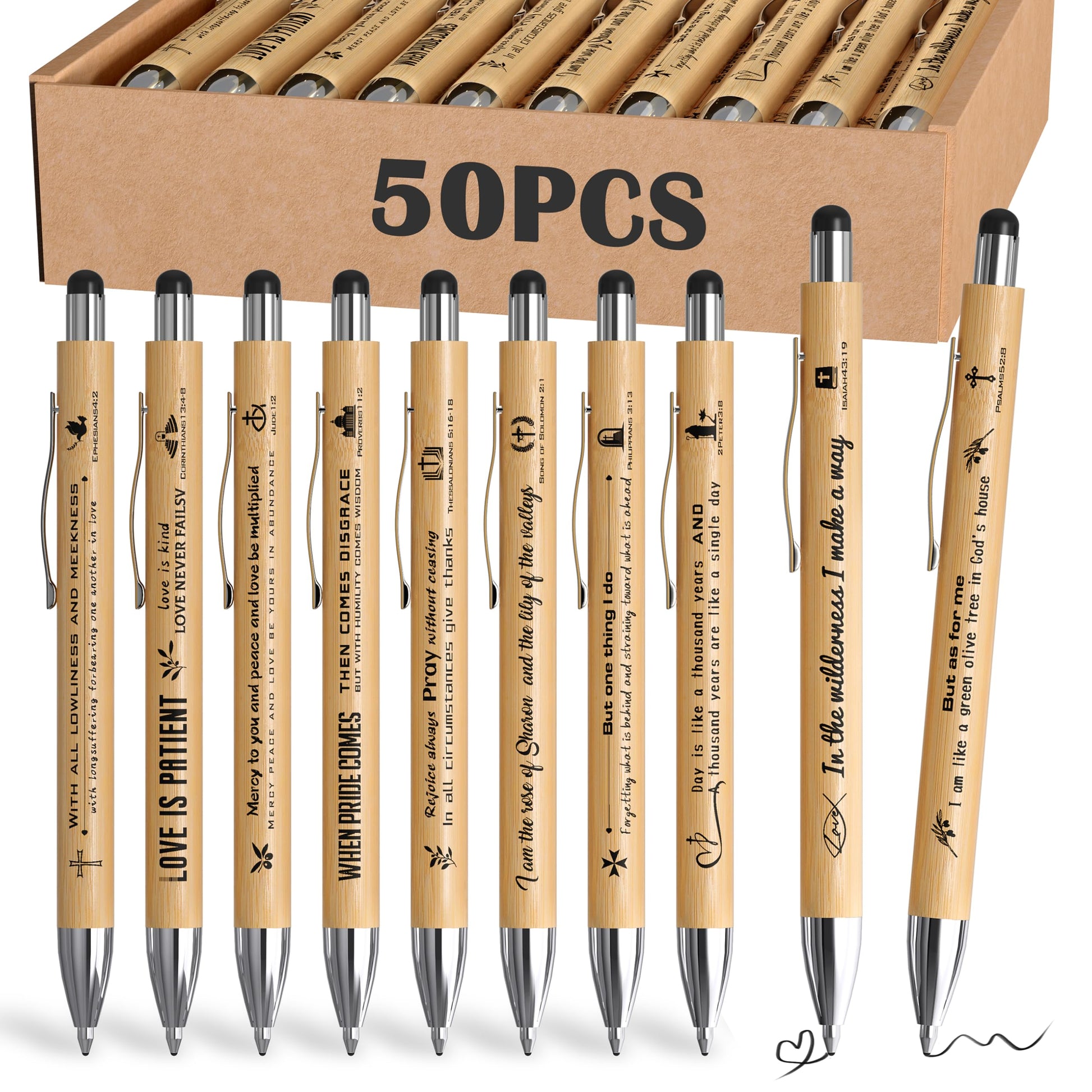 Ctsotmybs Christian Inspirational Pens With Bible Verse Stylus Ballpoint Pens Black Ink Bulk