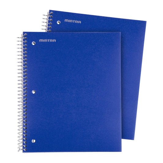 Mintra Office Durable Spiral Notebooks, 3 Subject (Blue, College Ruled 2pk)
