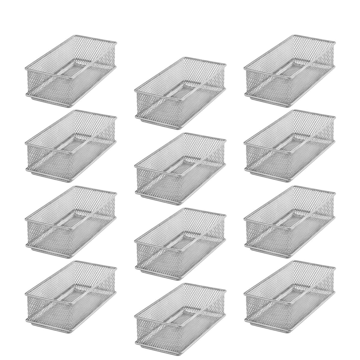 YBM HOME Silver Mesh Drawer Cabinet and or Shelf Organizer Bins, School Supply Holder Office