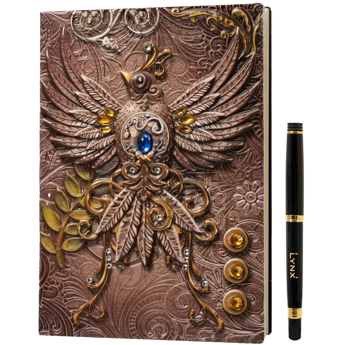 DND Notebook / Journal, Unique 200 Page Book with 3D Pink Phoenix Embossed Faux Leather Cover with