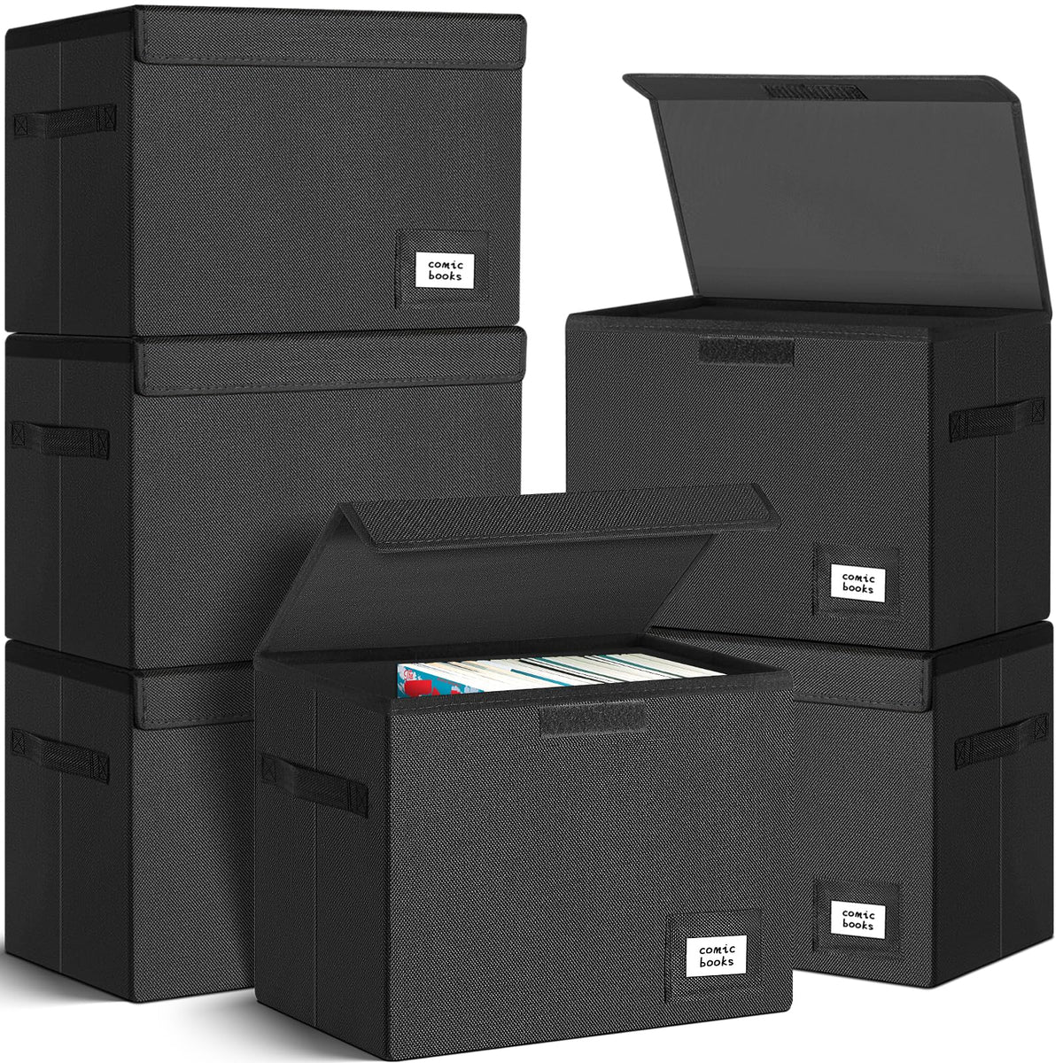Leffis 6 Pack Comic Book Storage, Collapsible and Stackable Comic Short Box