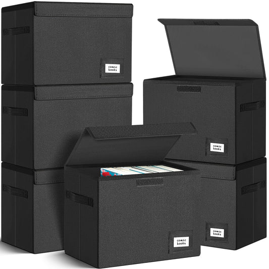 Leffis 6 Pack Comic Book Storage, Collapsible and Stackable Comic Short Box